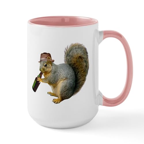 White/Pink Inside - Squirrel Beer Hat Large Mug