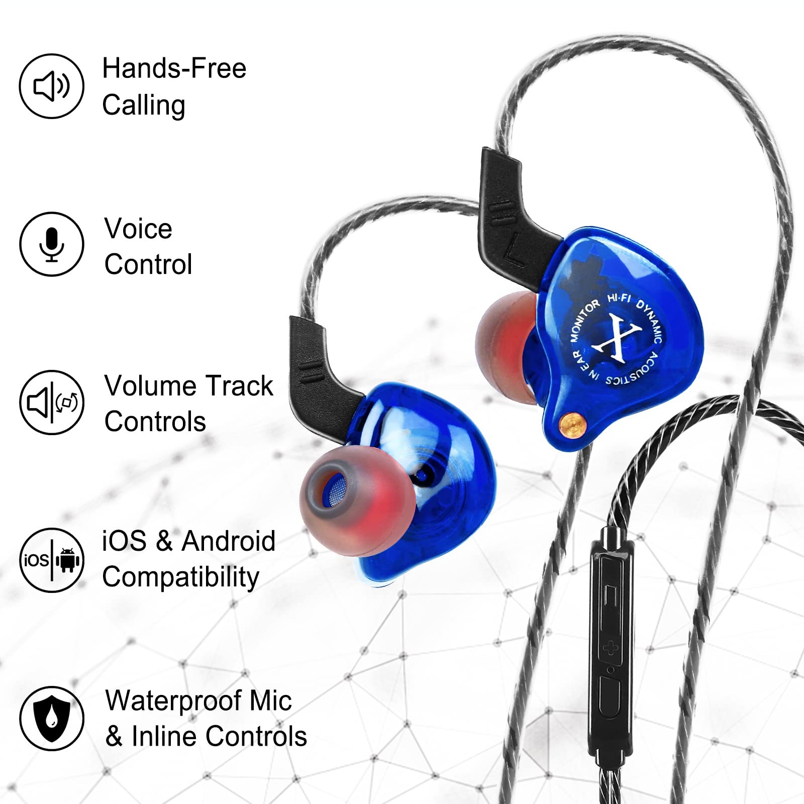 UrbanX iX2 Pro Hybrid Dual Driver In-Ear Headphones with Mic - Tangle-Free Cable, High-Fidelity Sound for Musicians & Audiophiles | Perfect for Coolpad Mega 5A, Studio Recording, Gym Workouts & Commuting