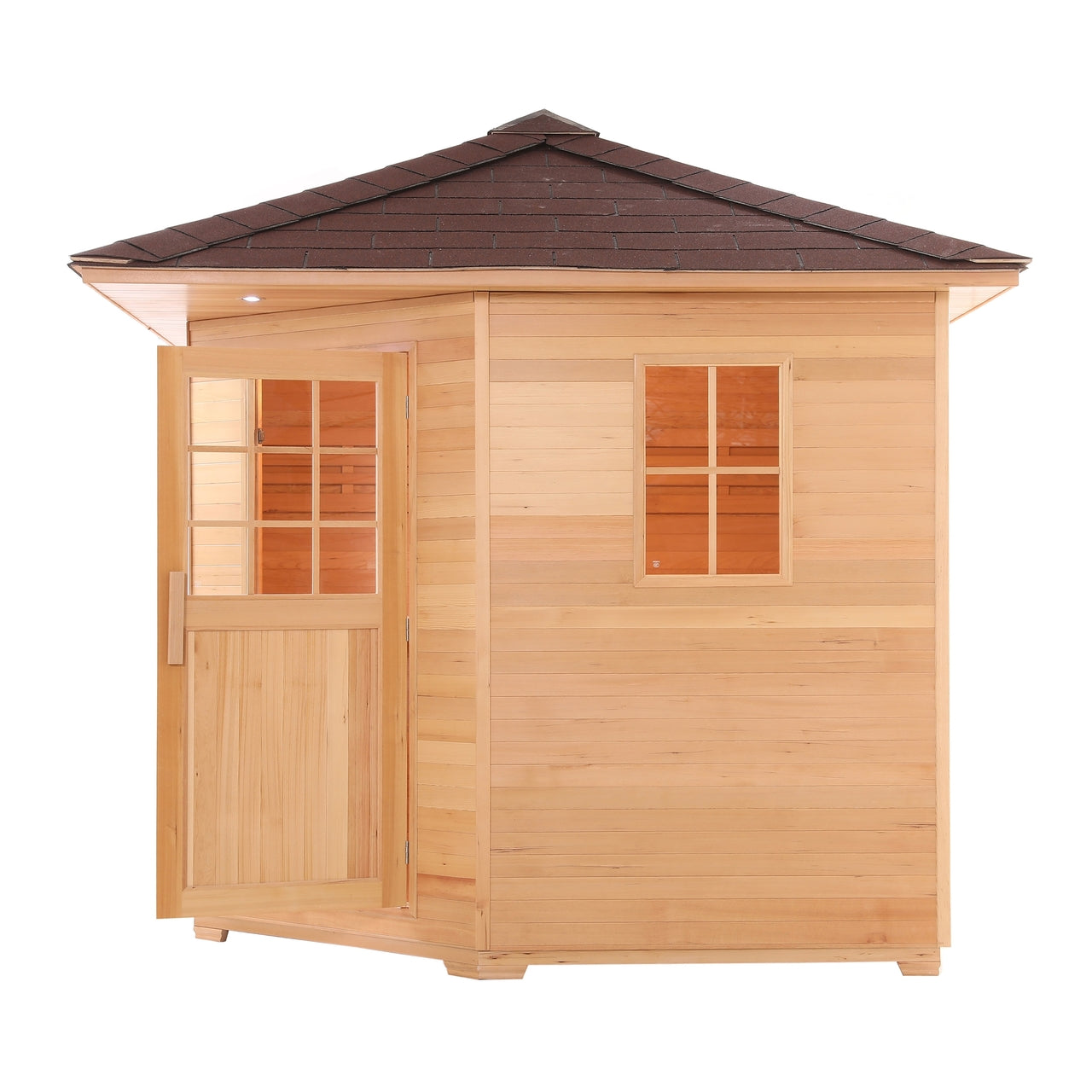 Premium Aleko Canadian Hemlock Wet & Dry Outdoor Sauna with Asphalt Roof - 6 kW ETL Certified Heater for 5 People | Perfect for Backyard Relaxation & Home Spa Experience