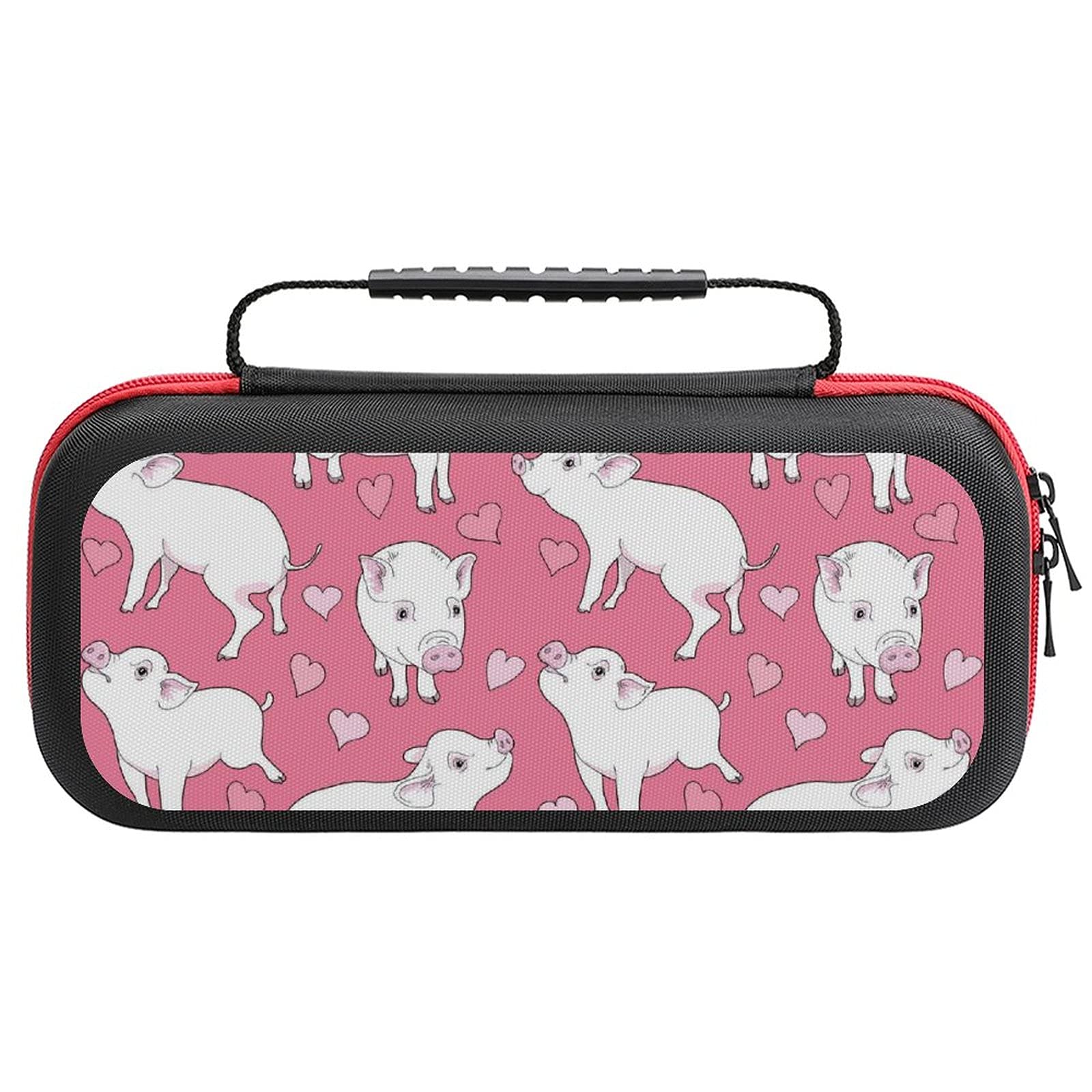 Pink Piggy Love Printed Travel Case for Nintendo Switch Lite - Portable Storage Bag for Console & Accessories | Perfect for Gaming on the Go, Commuting & Travel Protection