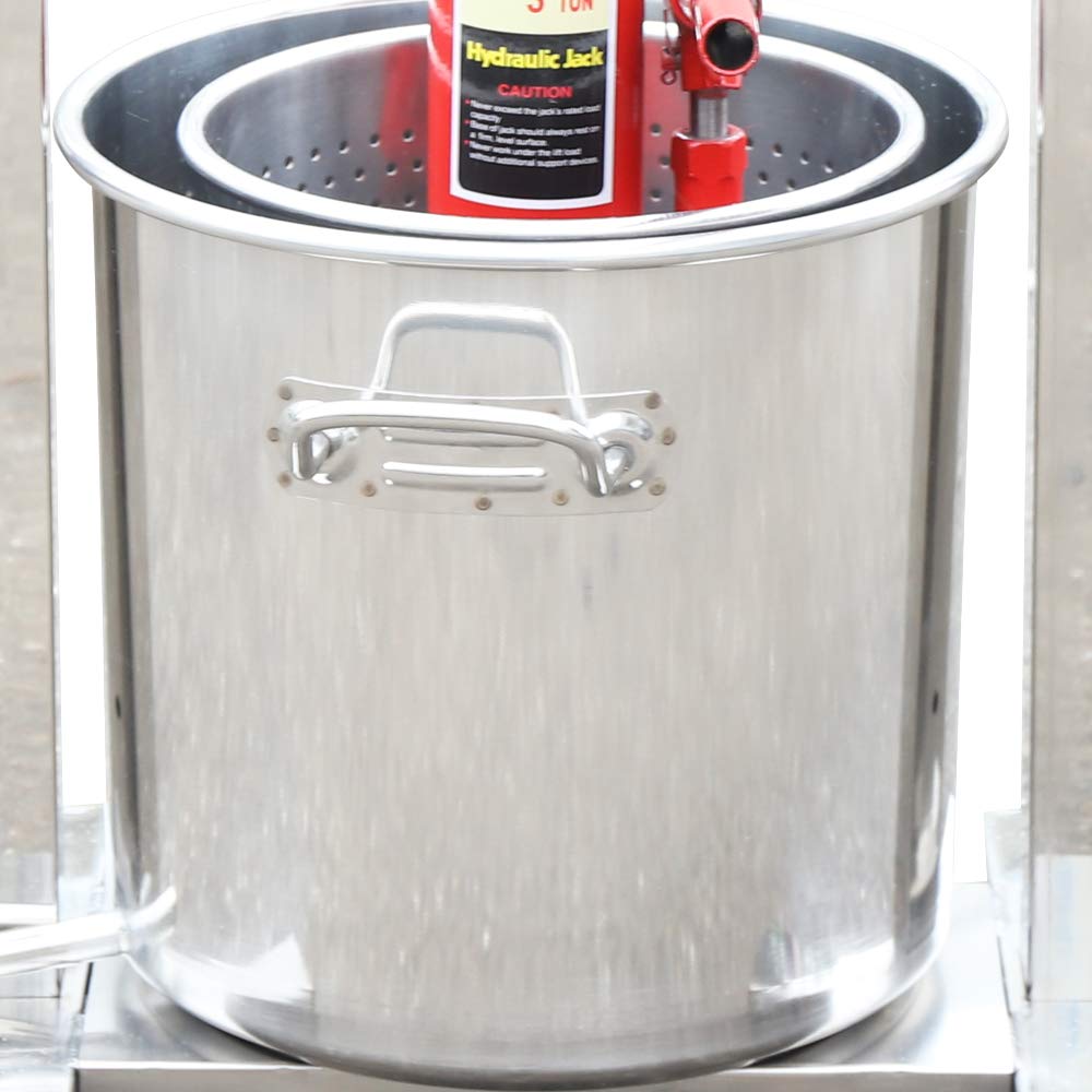12L Stainless Steel Fruit Wine Press - Manual Cider Maker, Grape Crusher & Juice Extractor for Home Brewing, Beer & Wine Making - Perfect for Apples, Grapes & Berries (Hydraulic Jack Included)