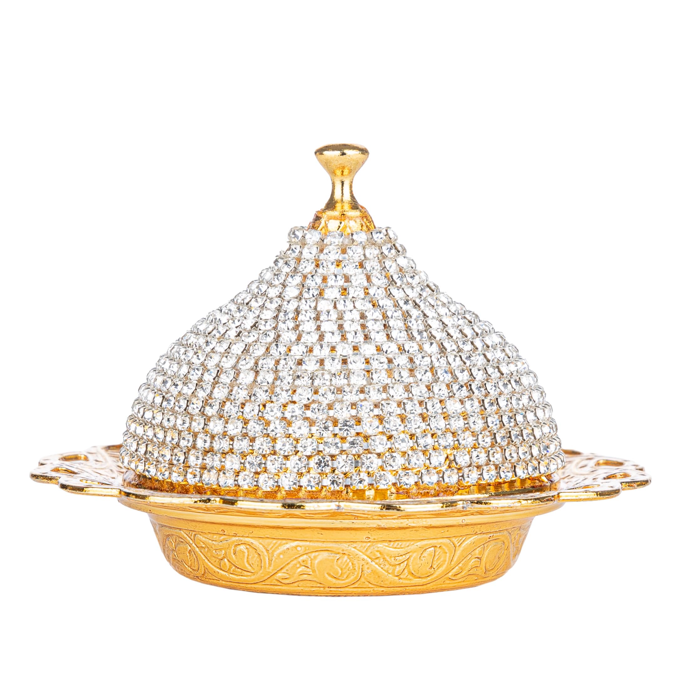 27-Piece Turkish Coffee Set with Crystal Embellishments – Gold Zamac Espresso Cups, Saucers & Sugar Bowl with Decorative Tray – Elegant Home Decor for Entertaining Guests, Afternoon Tea, or Gift Giving