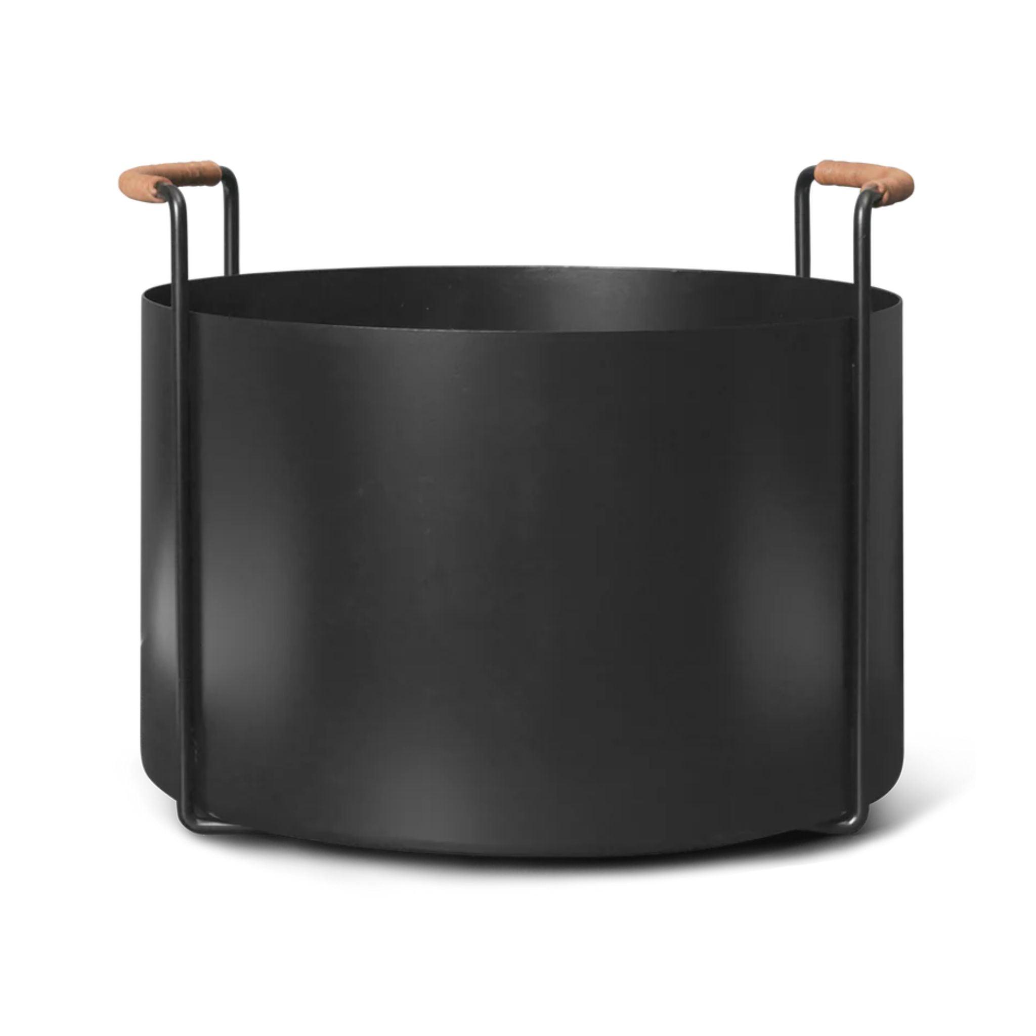 FERM LIVING Black Firewood Bucket - Modern Indoor/Outdoor Wood Storage Holder for Fireplace, Patio & Camping Use