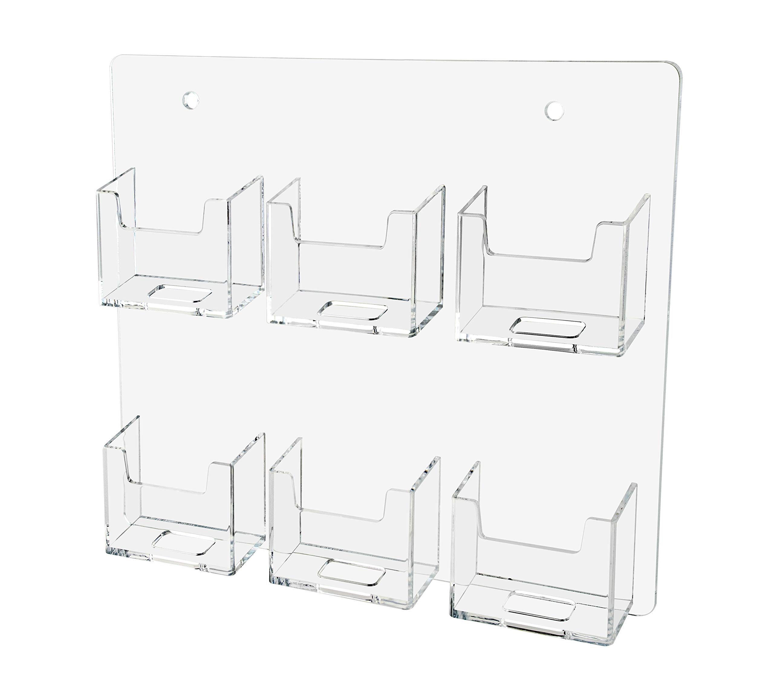 Acrylic Vertical Wall Mount Business Card Holder - 6 Pocket Multi-Pocket Rack for Office, Retail & Events (Pack of 24) | Perfect for Trade Shows, Reception Desks & Small Business Organization