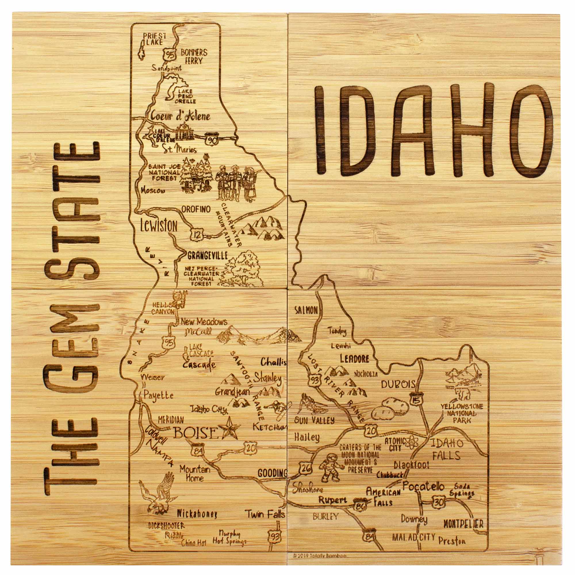 4-Piece Idaho Puzzle Coaster Set with Storage Case - Fun & Functional Drink Coasters for Home, Office, or Gifts