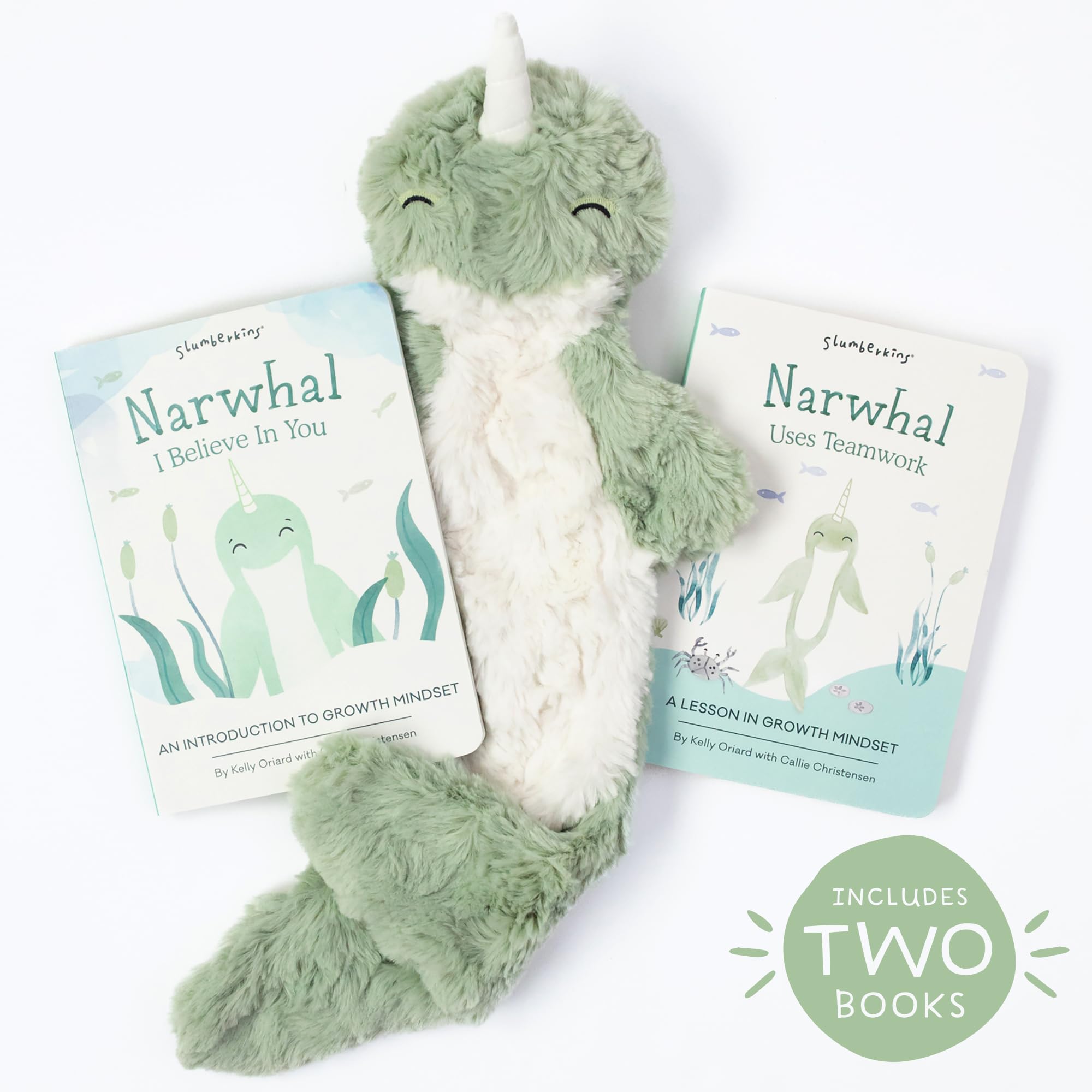 Slumberkins Narwhal Snuggler Plush & 2 Board Books Set for Kids | Growth Mindset, Problem Solving & Teamwork Learning Toys | Social Emotional Development Tools for Toddlers Ages 0+ | Perfect for Bedtime, Playtime & Early Education