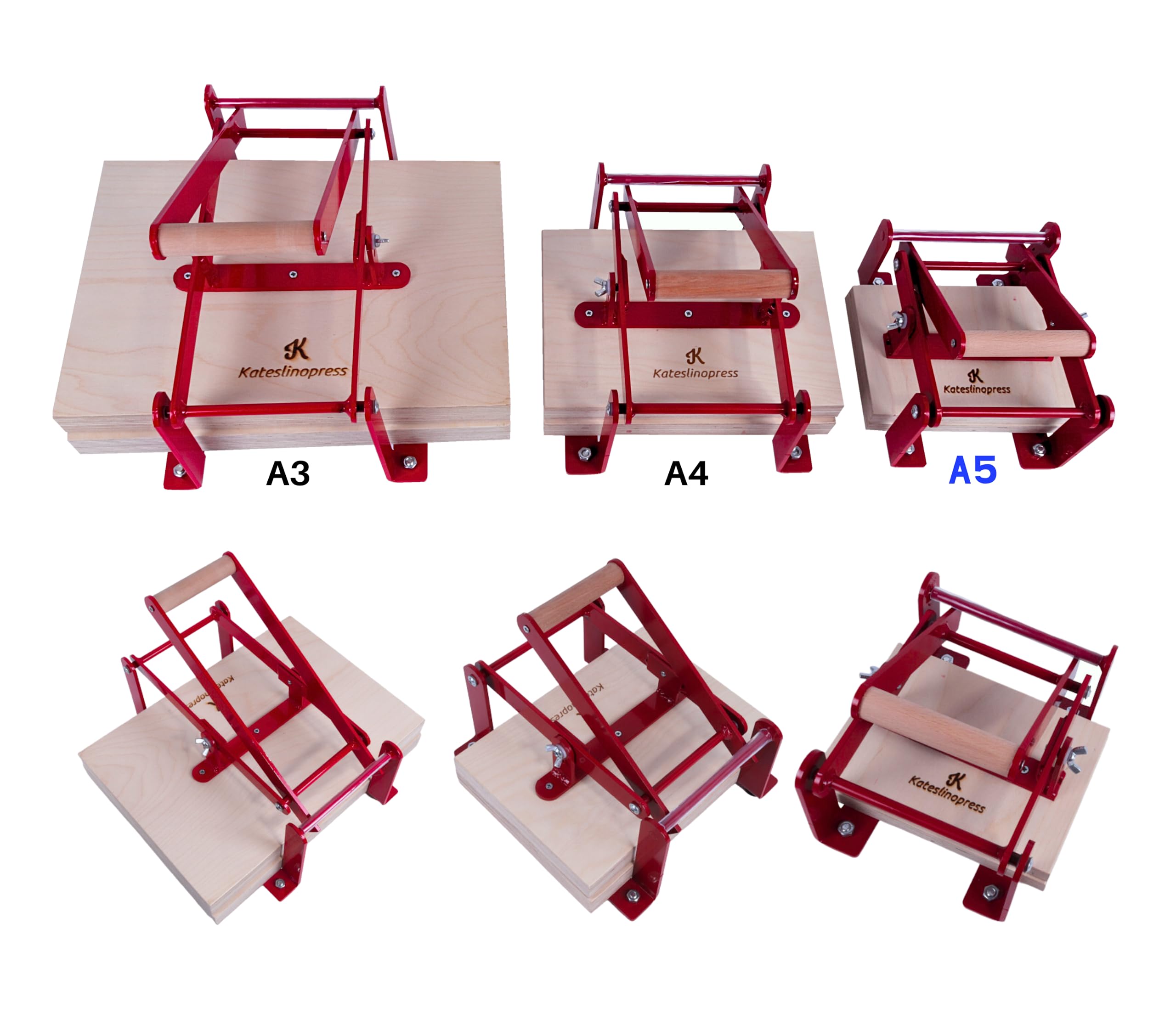 Hand Lino Press Machine for Linocut & Block Printing - A3 Red Etching Relief Press with Hand Lever - Perfect for Art Studios, DIY Crafts & Printmaking Projects