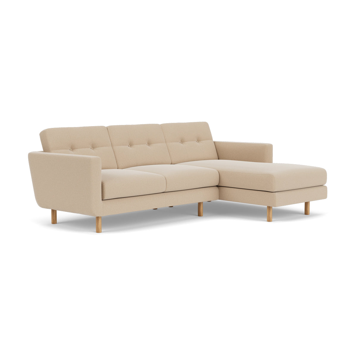 Conrad Fabric Right Chaise Sofa - Modern Sectional Couch for Living Room, Lounge & Home Theater - Comfortable Upholstered Furniture with Chaise Lounge