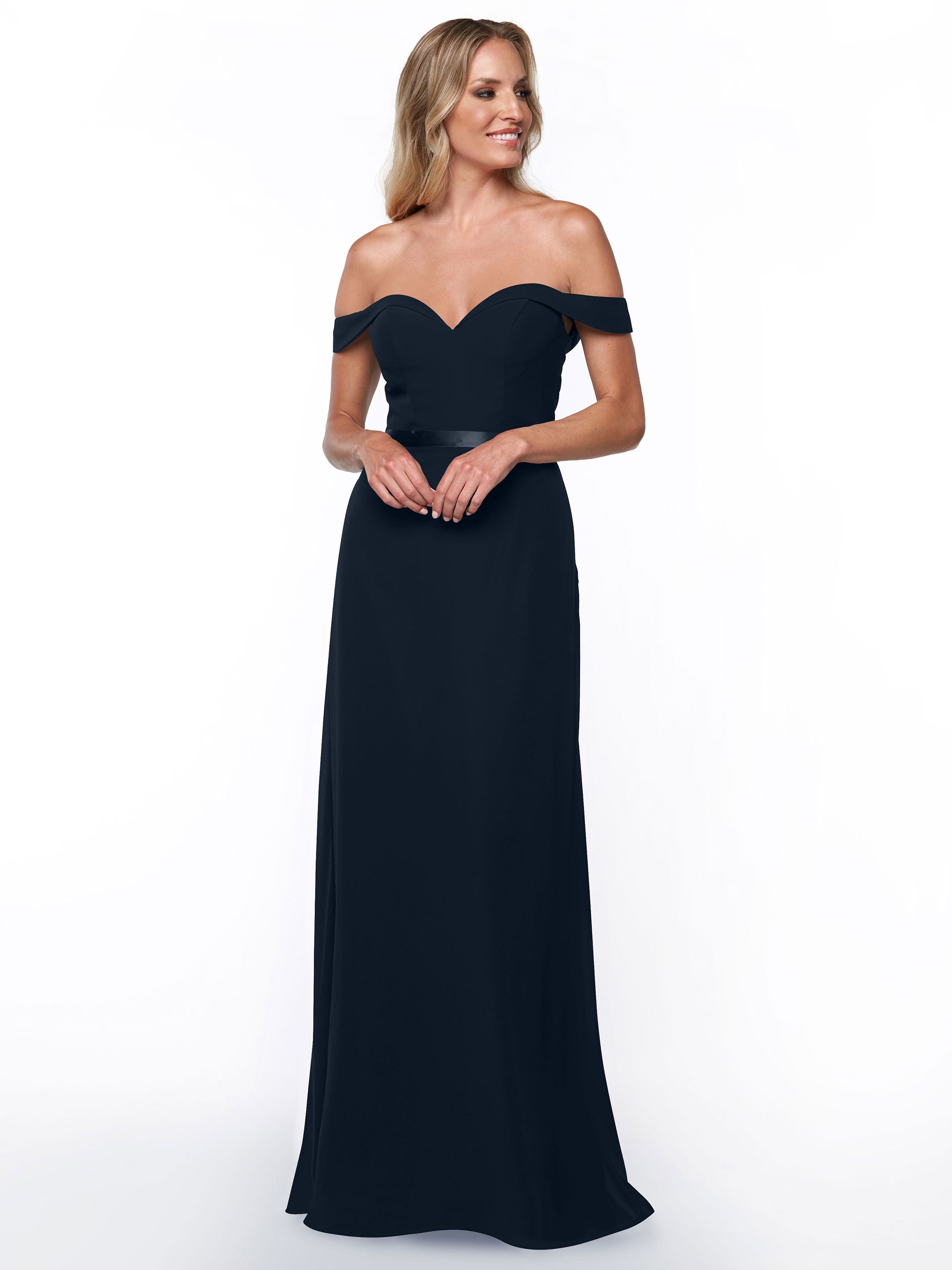 Elegant Off-The-Shoulder Chiffon A-Line Bridesmaid Dress with Sash - Perfect for Weddings, Formal Events & Special Occasions
