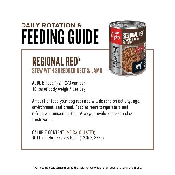 Orijen Regional Red Grain-Free Canned Dog Food - High Protein, Natural Ingredients for Adult Dogs - Perfect for Mealtime & Training Rewards