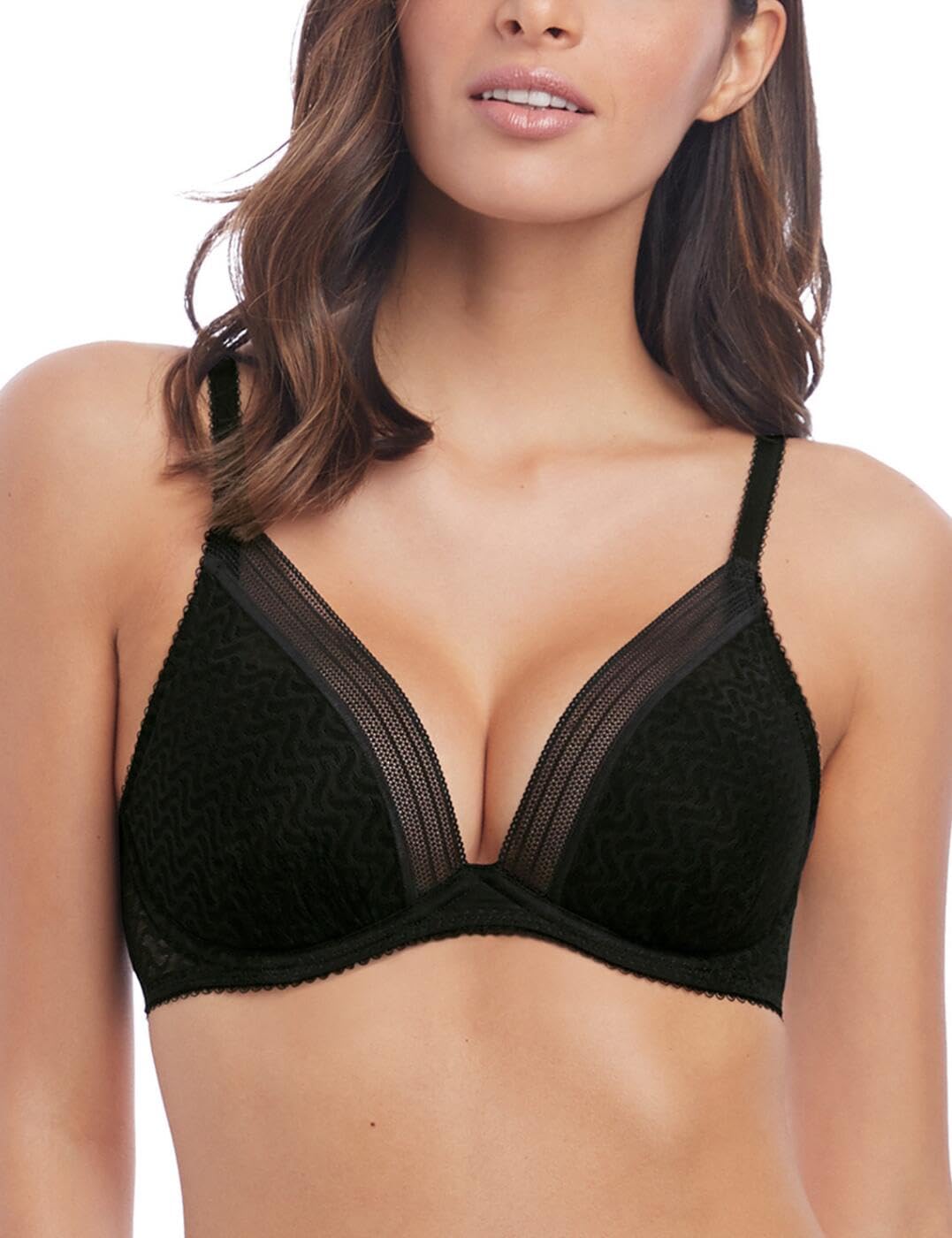 Wacoal Aphrodite Plunge Underwire Bra 36C - Black Lace Lingerie for Women | Perfect for Evening Wear & Special Occasions