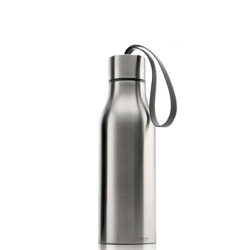 Eva Solo Thermo Insulated Water Bottle with Strap - 17oz Brushed Stainless Steel Vacuum Flask for Hiking, Gym & Travel - Leakproof & BPA Free