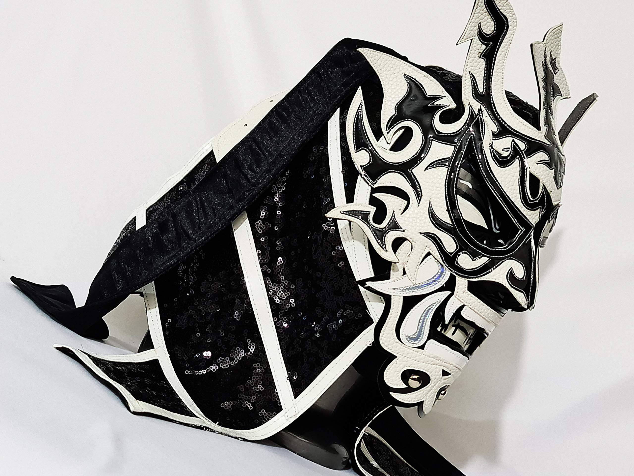 White Samurai Wrestling Mask - Luchador Costume for Wrestlers & Lucha Libre - Authentic Mexican Wrestling Gear for Cosplay, Halloween & Professional Matches