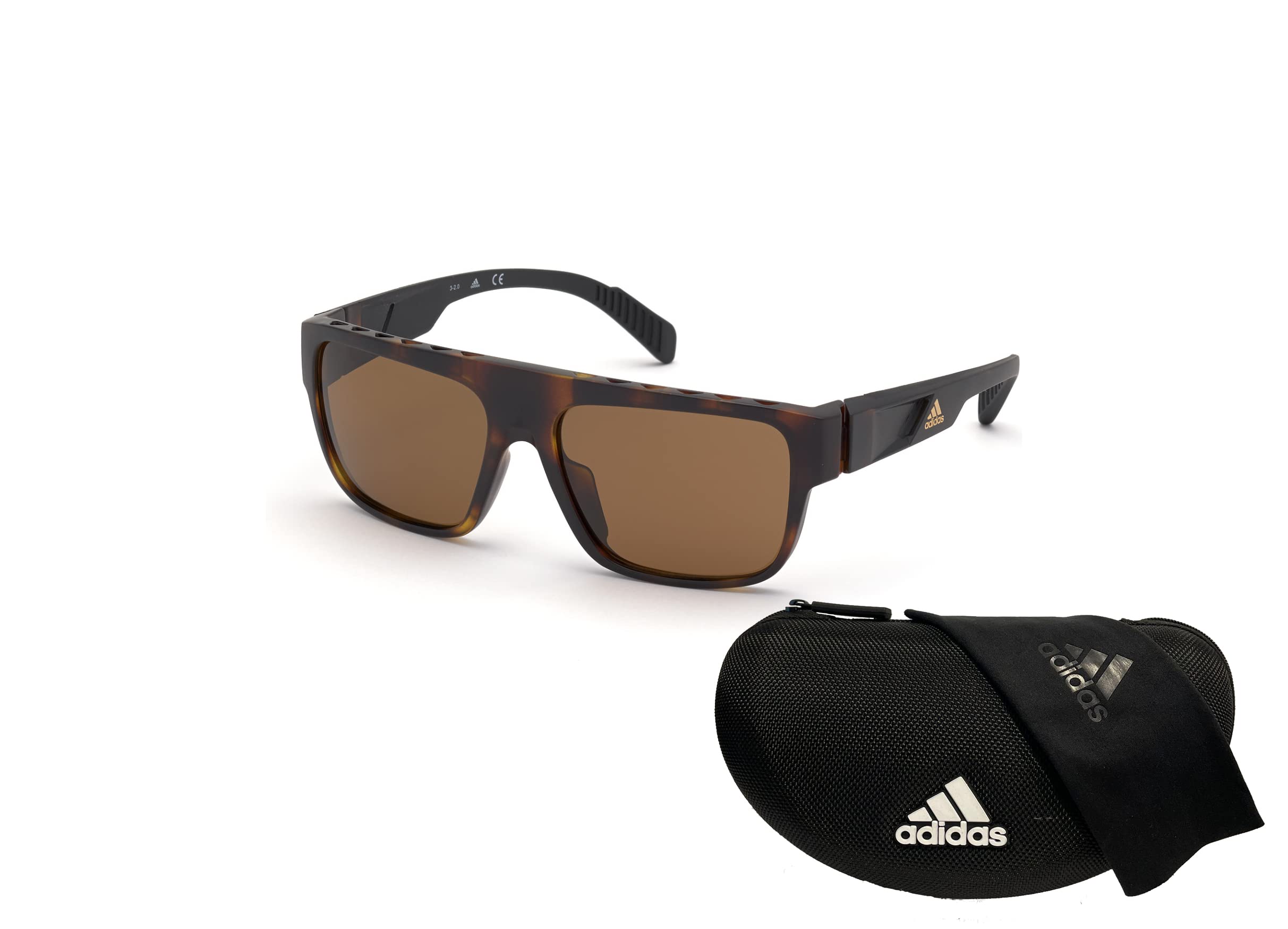 Adidas SP0037 Square Sunglasses for Men - Polarized UV Protection Sports Sunglasses + iWear Eyewear Cleaning Kit Bundle | Perfect for Running, Driving & Outdoor Activities