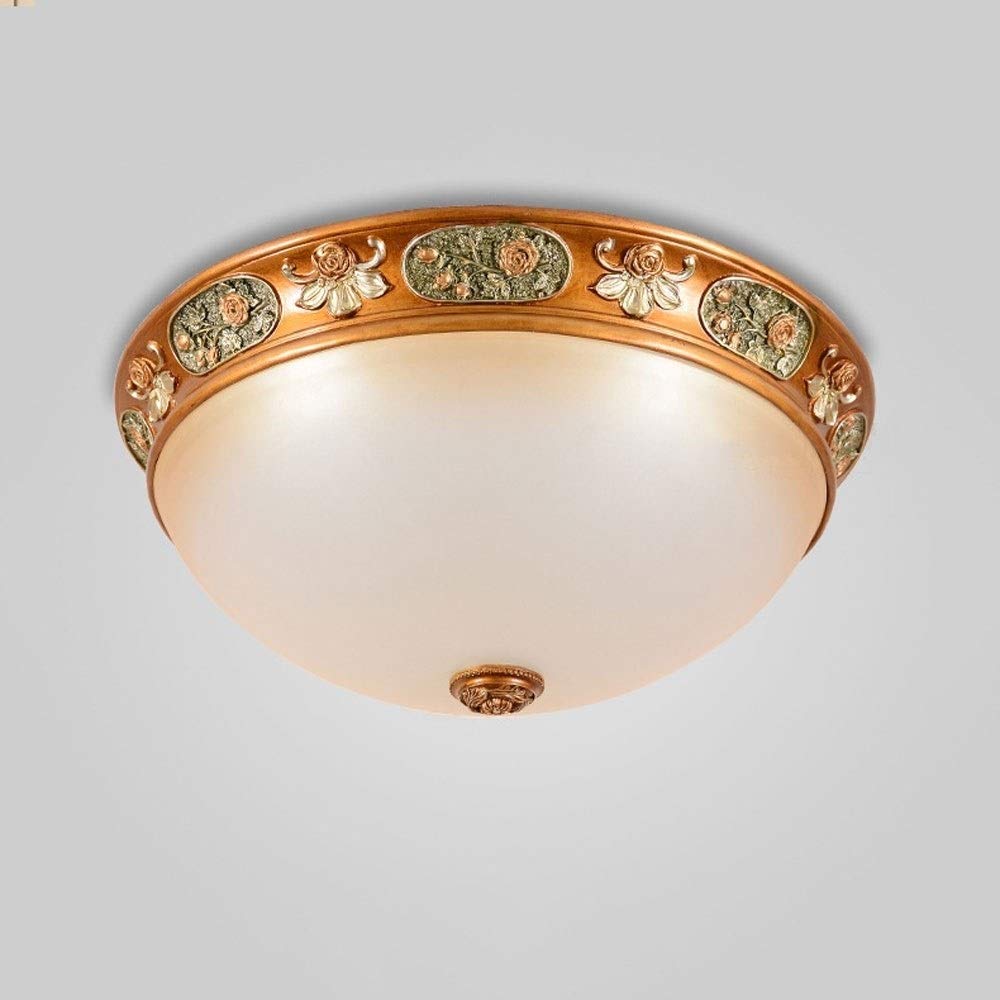 OUUED 3-Light European Traditional Steel Art Ceiling Fixture with Carved Face Design, White Frosted Glass Shade, E27 Flush Mount Lighting for Dining Room, Living Room, Bedroom, Bar, Restaurant & Cafe | Perfect for Classic Home Decor, Vintage Interior Lighting and Commercial Spaces