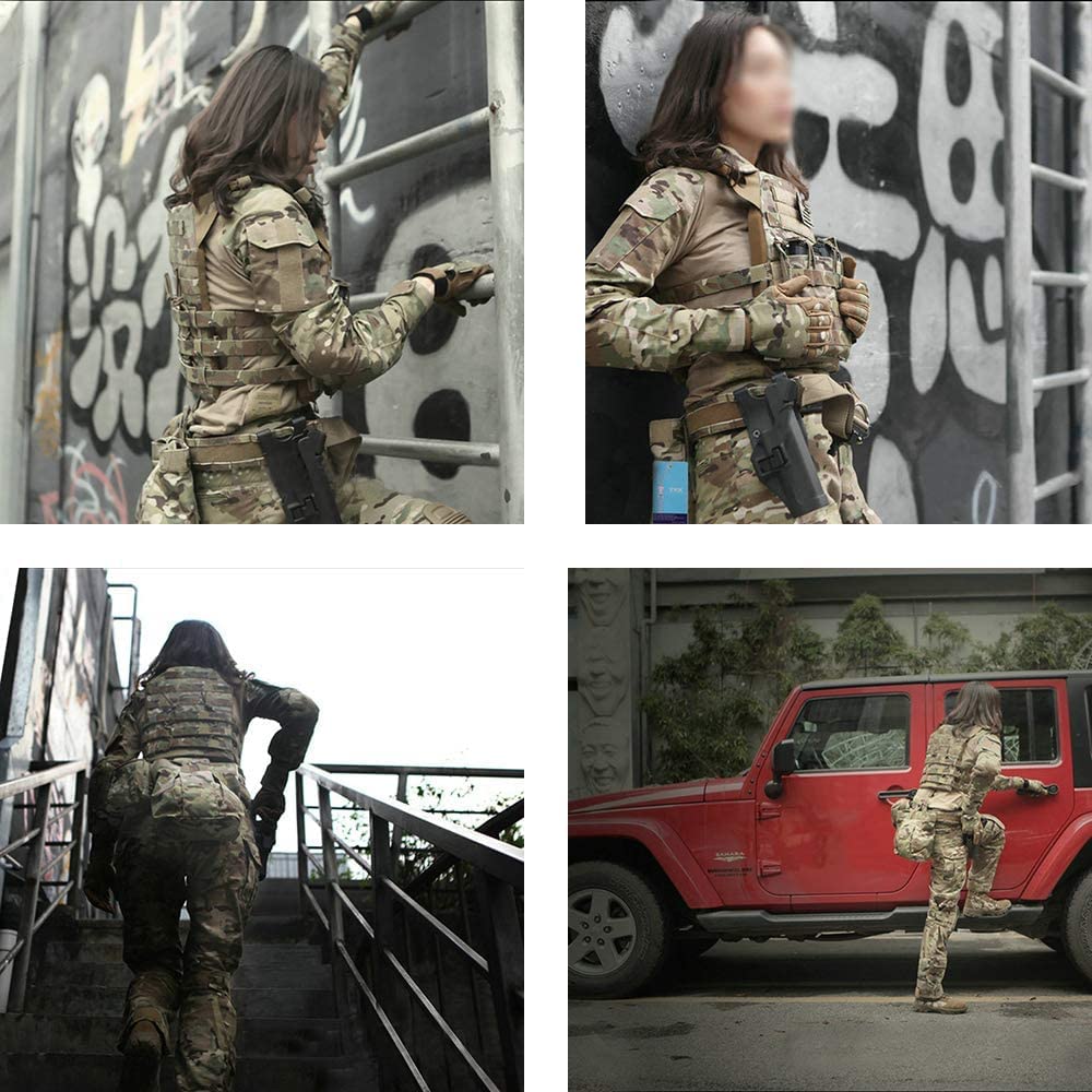 SINAIRSOFT Women's Tactical Shirt & Pants Set with Pads - Gen3 Combat Uniform for Airsoft, Paintball, Outdoor Training & Military Simulation - Durable BDU Outfit for Tactical Sports & Field Operations