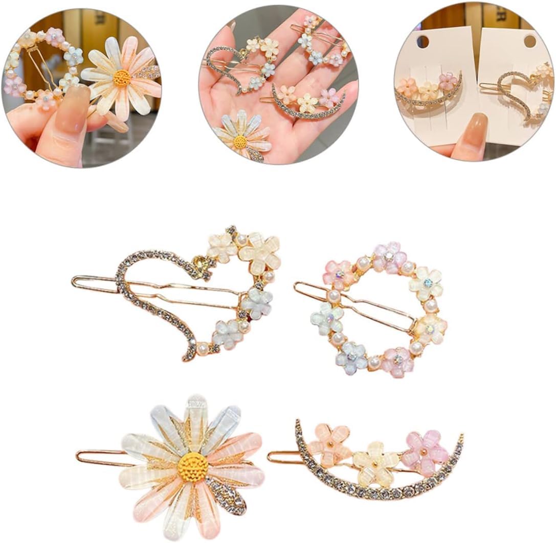 Korean Hair Clips for Women & Girls - Bling Rhinestone Pearl Resin Acrylic Hair Accessories Set | Bobby Pins & Hair Slides for Kids, Teens & Adults | Perfect for Weddings, Parties & Daily Styling