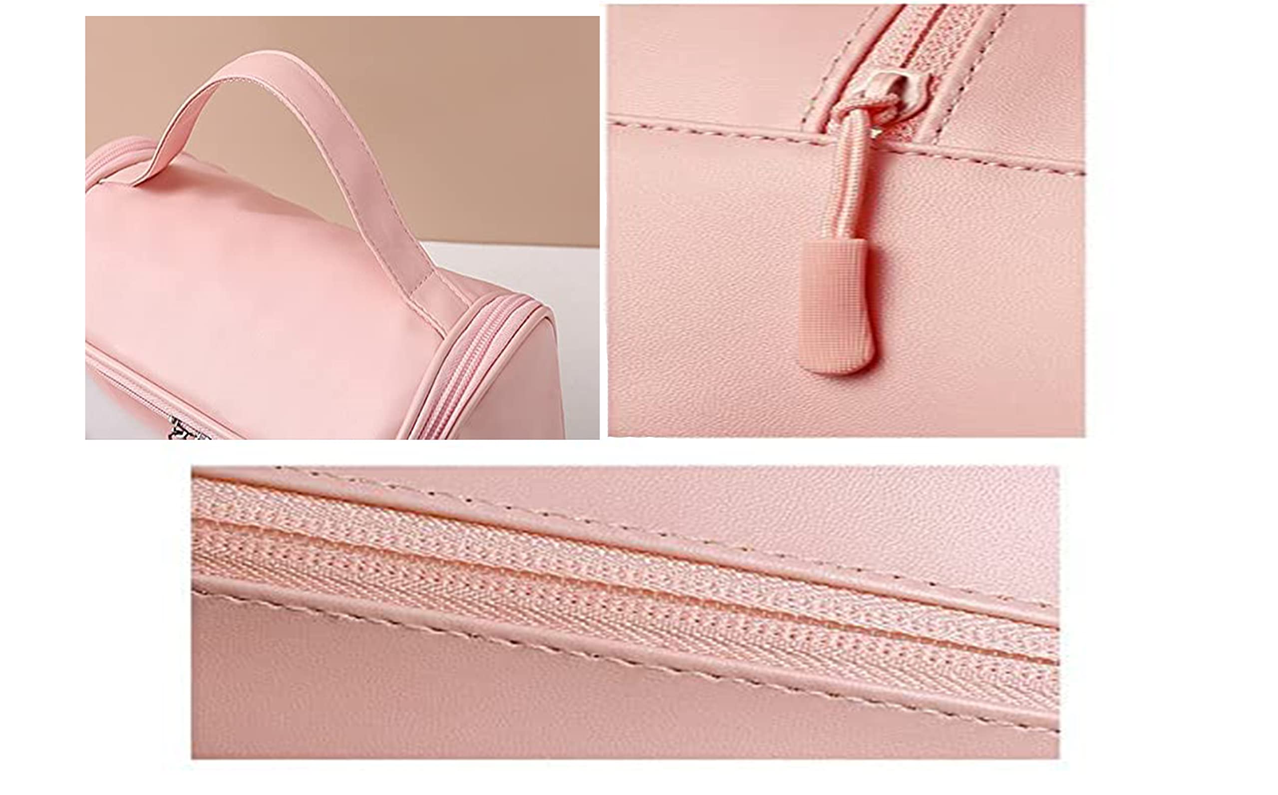 VALAMJI Waterproof Transparent Travel Cosmetic Bag - Portable Toiletry Organizer with Zipper & Handle, Washable Makeup Pouch for Women & Girls (Pink, 1PC) - Perfect for Air Travel, Gym, Beach & Daily Essentials Storage