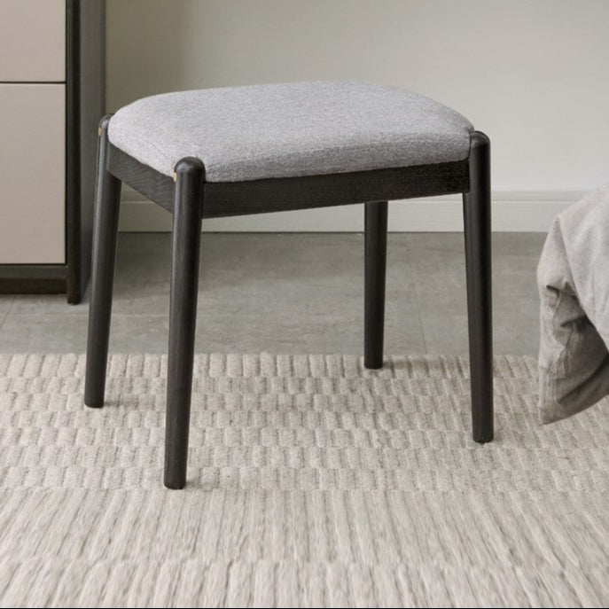 Solid Oak & Birch Wood Square Makeup Stool - Soft Padded Seat for Vanity, Dressing Room, and Bedroom Decor