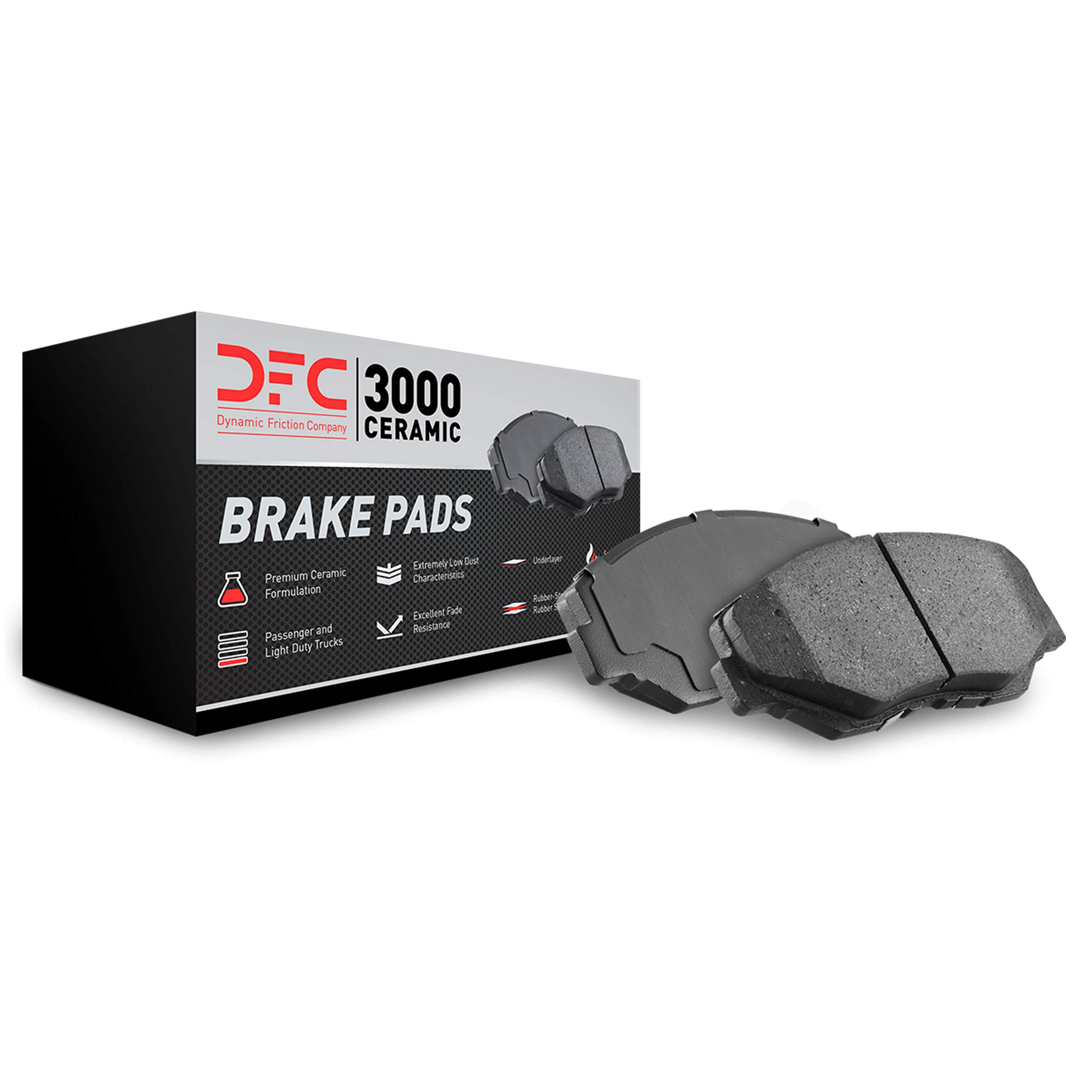 Dynamic Friction Company 3000 Series Ceramic Brake Pads & Hardware Kit - High Performance Braking for Cars, Trucks & SUVs | Perfect for Daily Commuting, Off-Roading & Heavy-Duty Towing