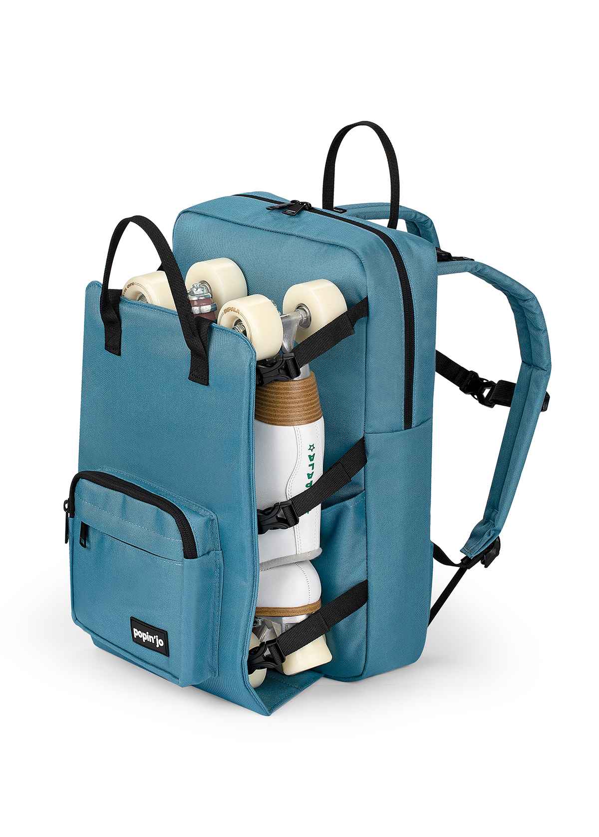 Popin'jo Big'Jo V2 Skateboard Backpack - Durable Waterproof Skate Bag for Men & Women with Padded Laptop Compartment - Perfect for Skateboarding, School, Travel & Daily Commute