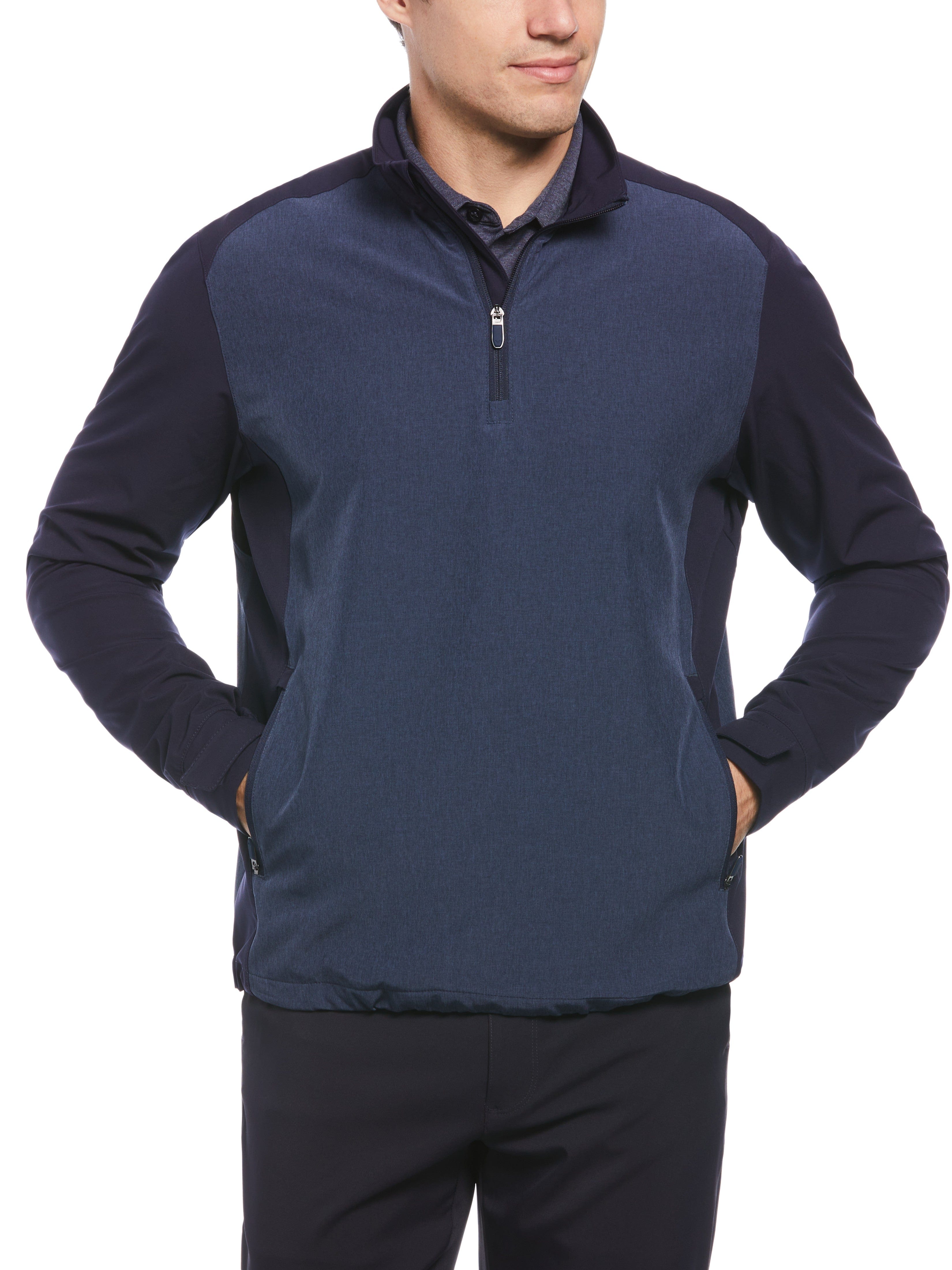 Men's Heathered Block Quarter Zip Golf Jacket - Lightweight & Breathable Performance Pullover for Golfing, Casual Wear & Outdoor Activities