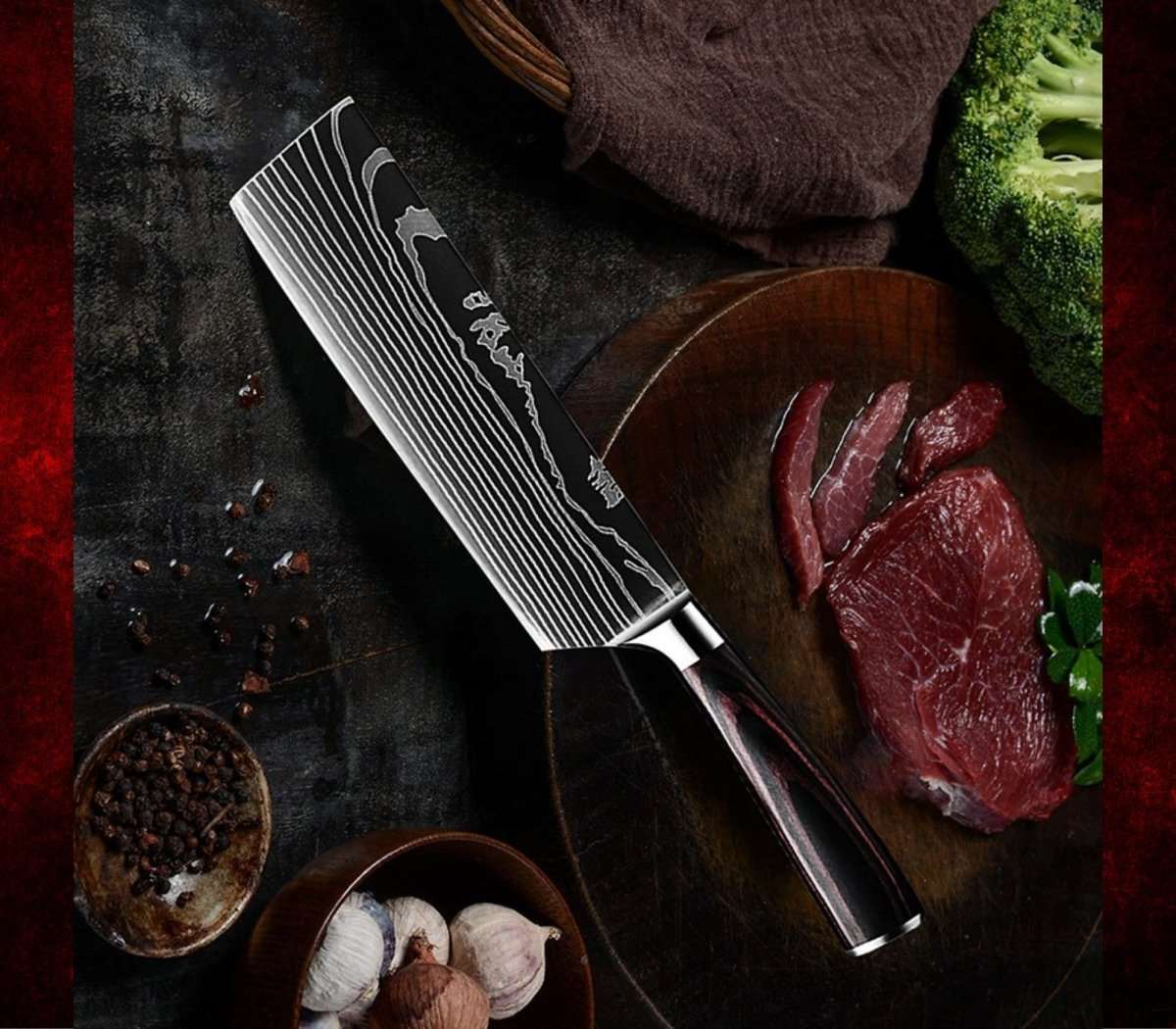 Premium Fujin 7-Piece Chef Knife Set with Pakkawood Handle - Professional Kitchen Knives for Cooking, Slicing, Dicing - Perfect for Home Chefs & Culinary Enthusiasts