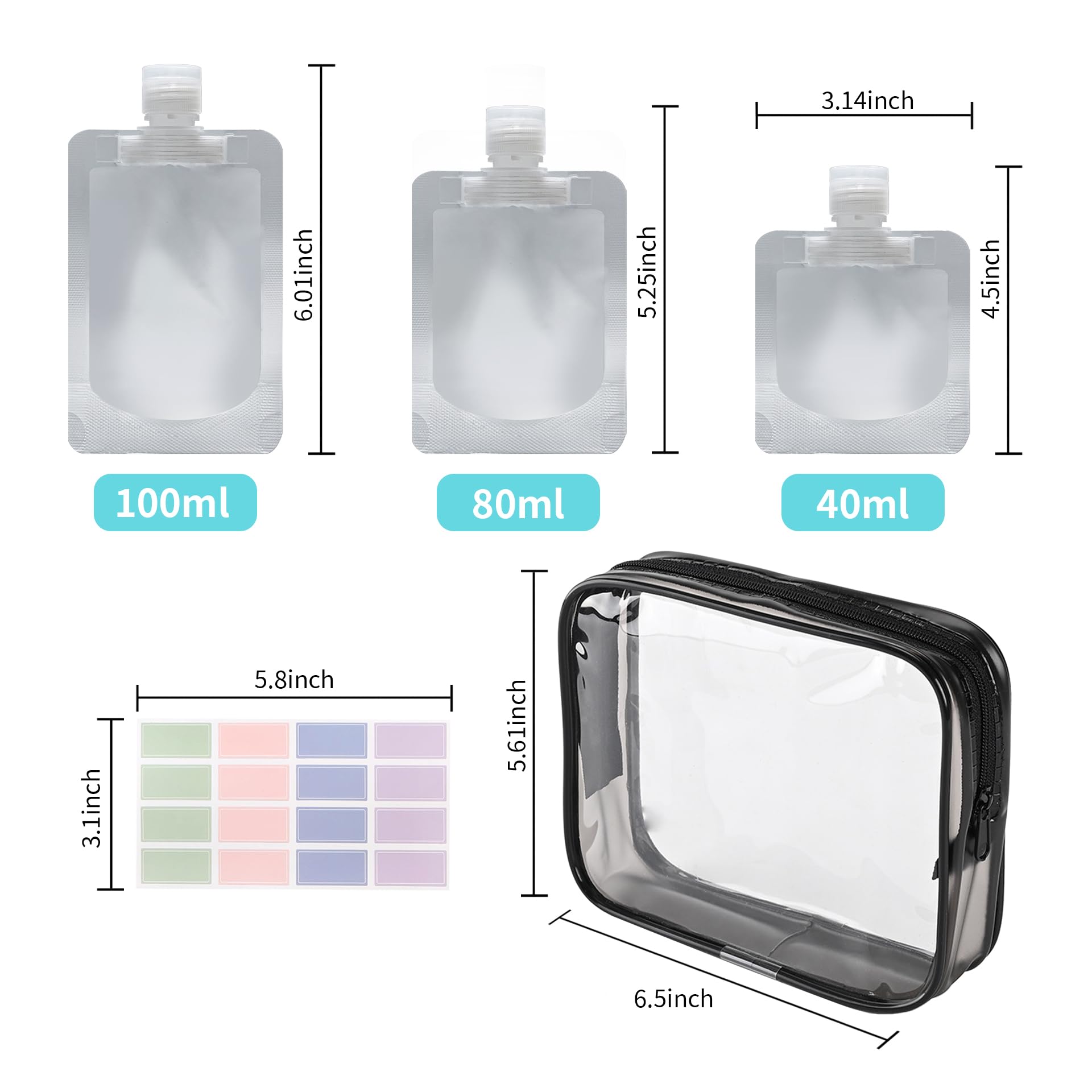 TSA Approved Travel Bottles Set - Leak Proof Toiletry Containers for Shampoo, Conditioner & Liquids | Portable Travel Size Bottles for Airplane, Gym & Vacation Essentials
