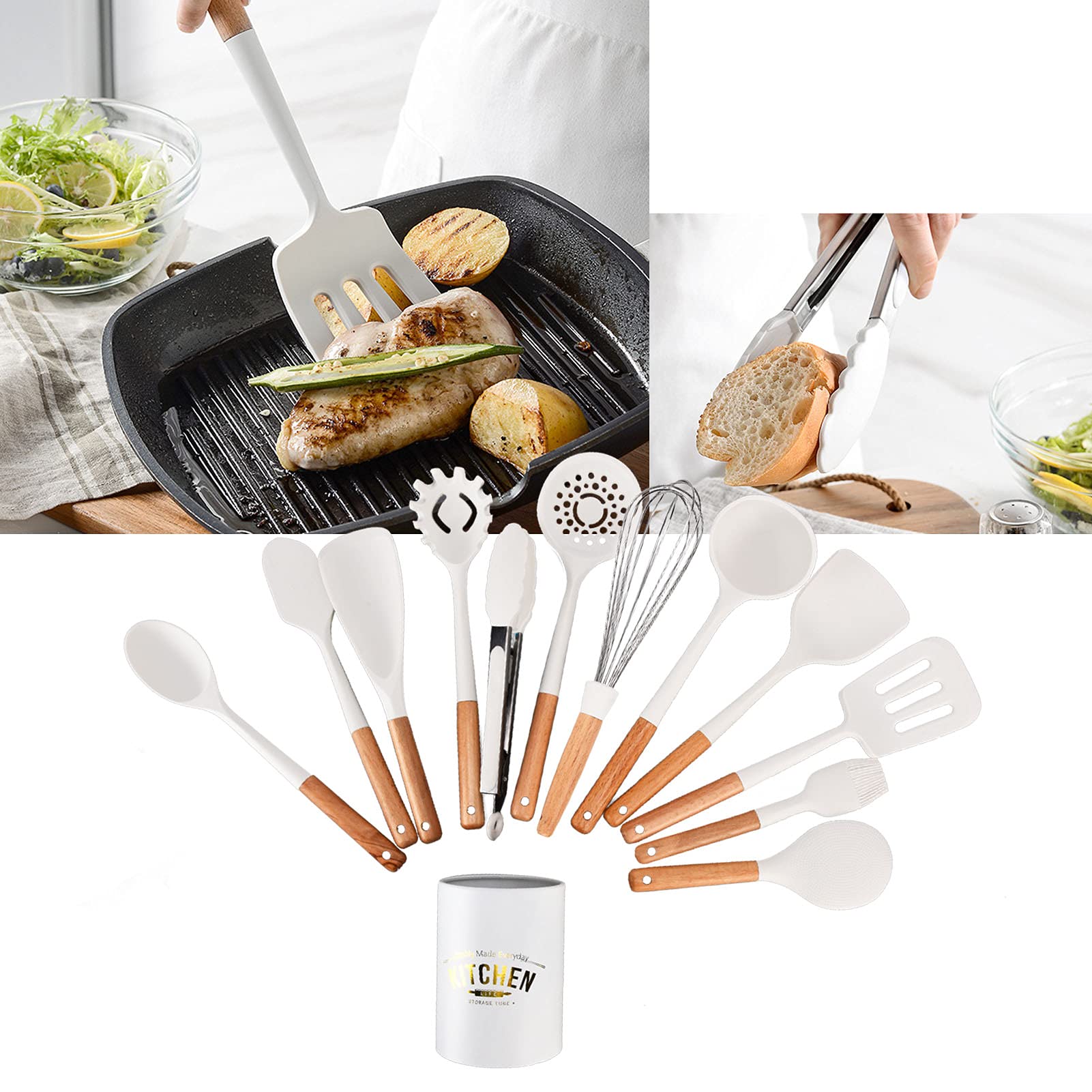 Premium Silicone Kitchen Cookware Set - 12-Piece Non-Slip Heat-Resistant Cooking Utensils for Baking, Frying & Sauteing - Perfect for Home Chefs & Professional Kitchens