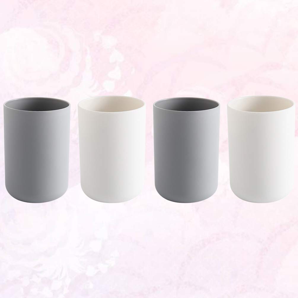 Cabilock 4-Pack 300ML Toothbrush Holder Set - Bathroom Countertop Toothpaste Cup & Tumbler (2 Grey + 2 White) - Perfect for Organized Sinks, Dorm Rooms & Small Bathroom Spaces