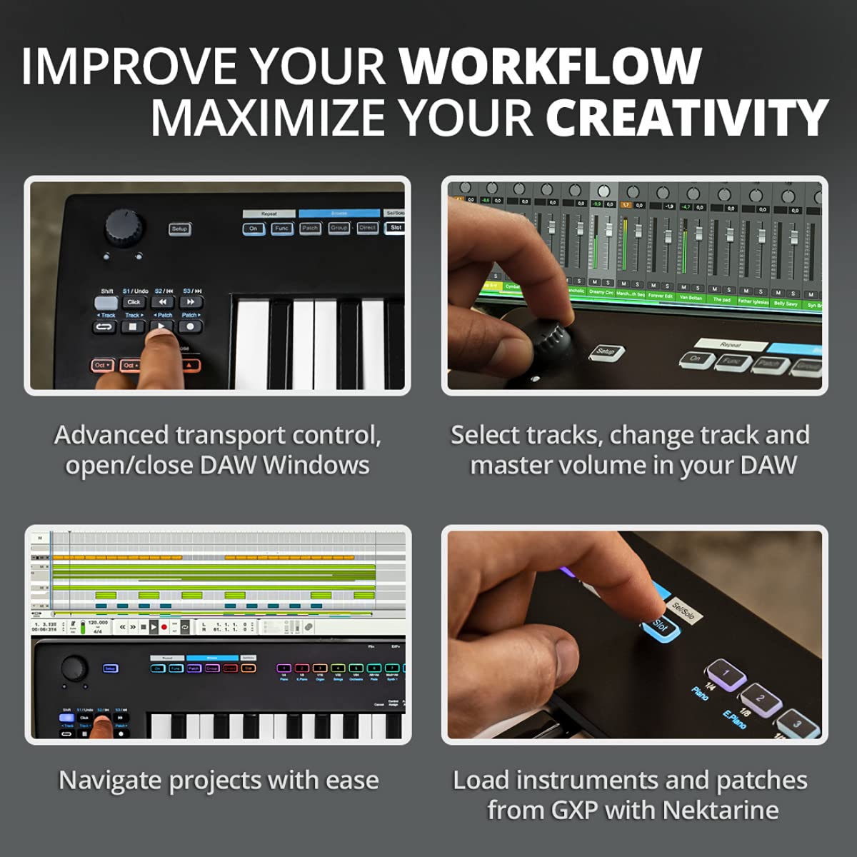 Nektar Impact GXP61 61-Key MIDI Keyboard Controller with USB Connectivity - Perfect for Music Production, Live Performance & Studio Recording