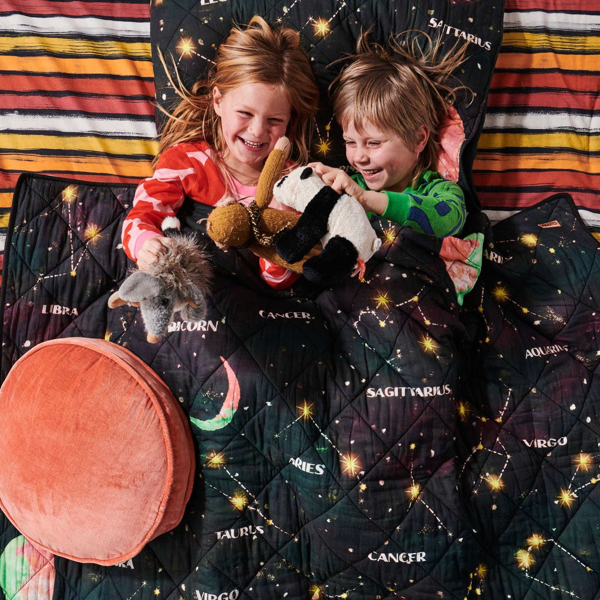 Zodiac Quilted Kids Bedspread - Soft & Cozy Astrological Theme Bedding for Children's Room Decor | Perfect for Nursery, Bedroom & Sleepovers