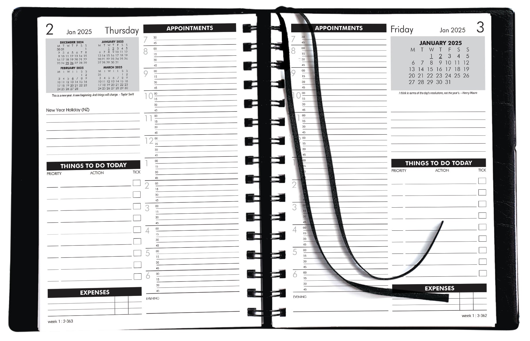 2025 Collins Diary Refill for Time Manager MDA51A TM - Premium Planner Refill Pages for Daily Scheduling & Productivity - Perfect for Office, School & Personal Organization