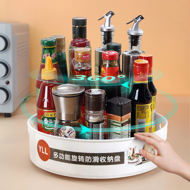Oak 30cm Rotating Kitchen Spice Rack - Multifunctional Rotatable Seasoning Organizer with Thickened Storage Trays for Spice Bottles, Jars & Condiments - Perfect for Countertop, Pantry & Cabinet Organization