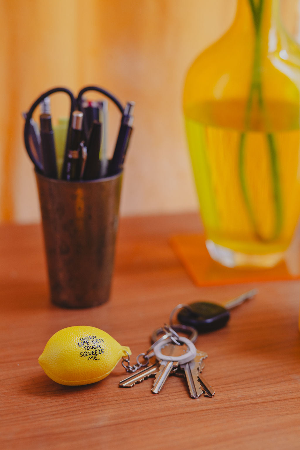 Lemon Stress Ball Keychain - Squeeze & Relieve Anxiety, Perfect for Office, School & Travel - Fun & Durable Stress Relief Toy