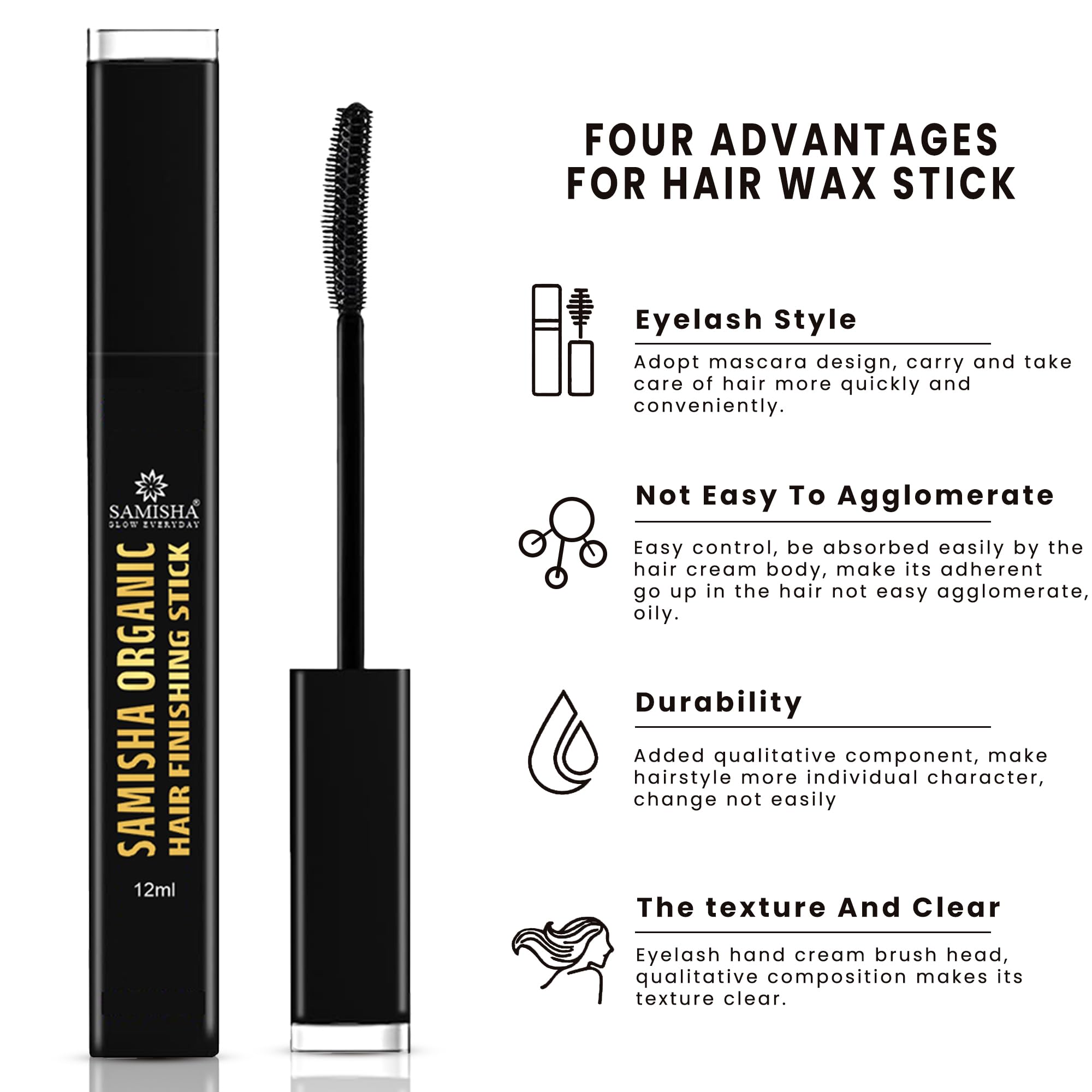Hair Finishing Stick Gel for Frizzy Hair - No White Residue, Strong Hold Styling Wax for Women & Men - Perfect for Taming Flyaways, Smoothing Edges & Updos (Pack of 1)