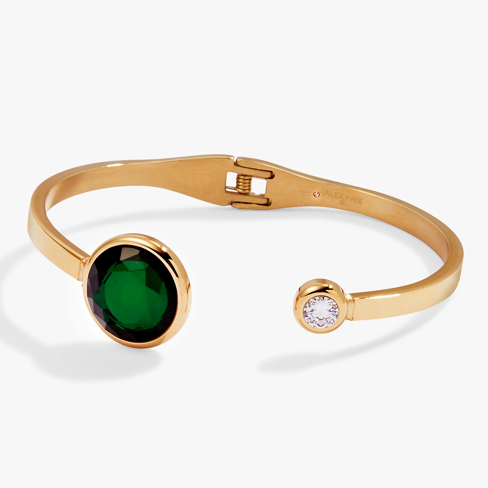 Emerald Crystal Hinge Cuff Bracelet - Elegant Adjustable Jewelry for Women, Perfect for Weddings, Parties & Special Occasions