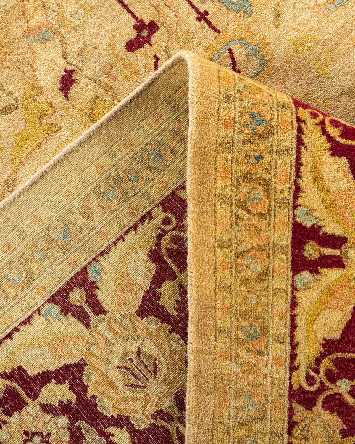 Handmade Traditional Floral Mogul Yellow 8x10 Wool Area Rug - One of a Kind Hand-Knotted Solo Rugs for Living Room, Bedroom & Home Decor