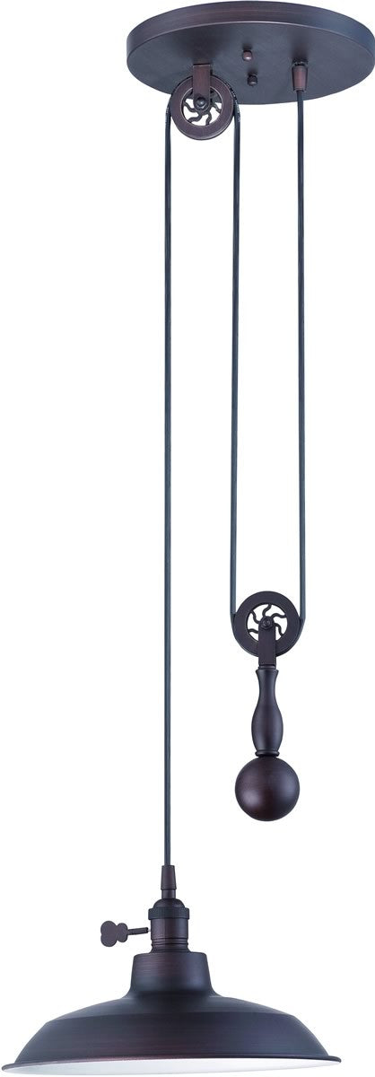 12W Single Bulb Vintage Bronze Pulley Pendant Light - Perfect for Farmhouse, Industrial & Loft Style Decor