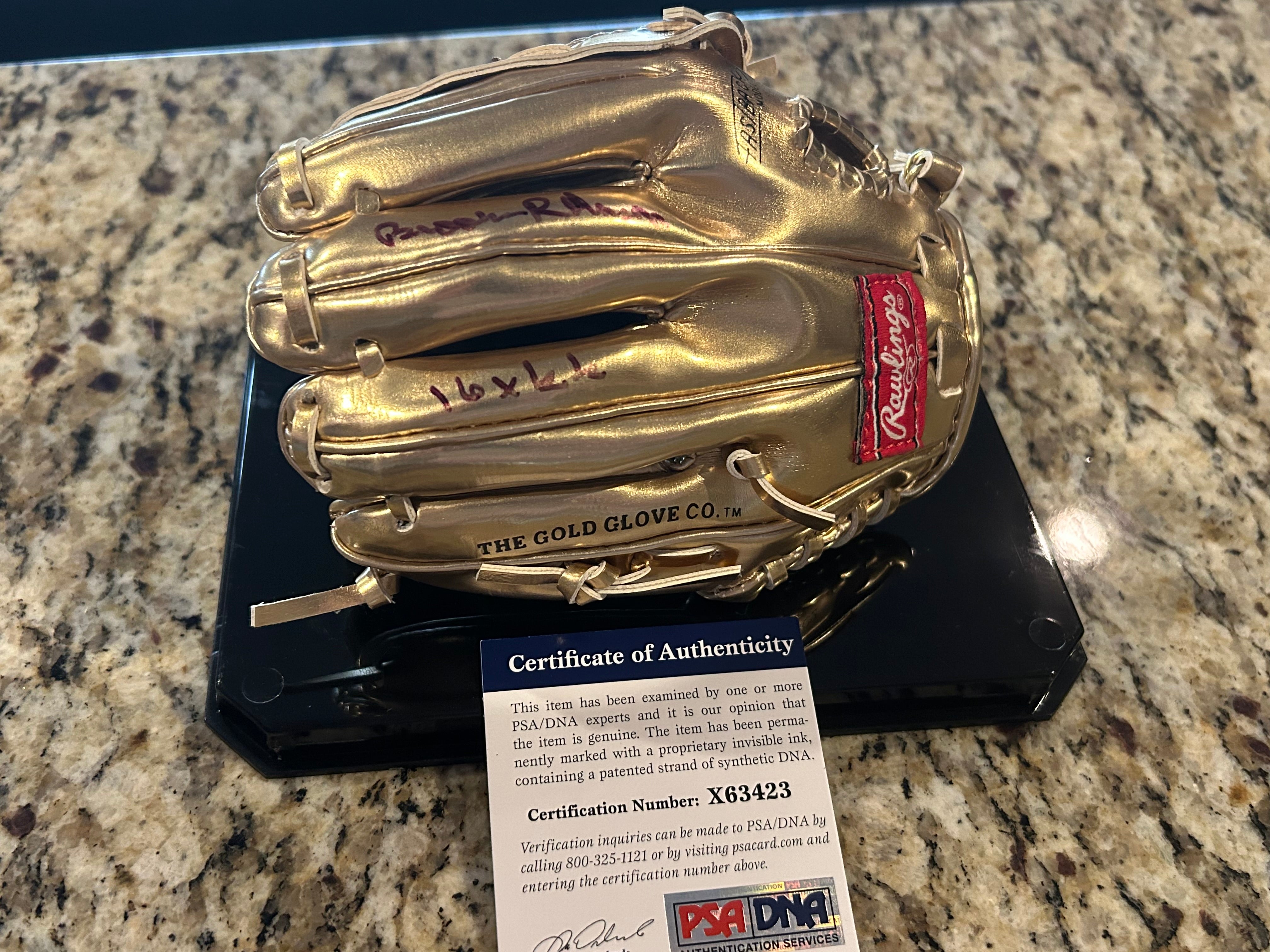 Brooks Robinson Autographed Rawlings Mini Gold Glove Award - PSA Certified Collectible for Baseball Fans & Memorabilia Enthusiasts - Perfect for Display in Home, Office, or Man Cave