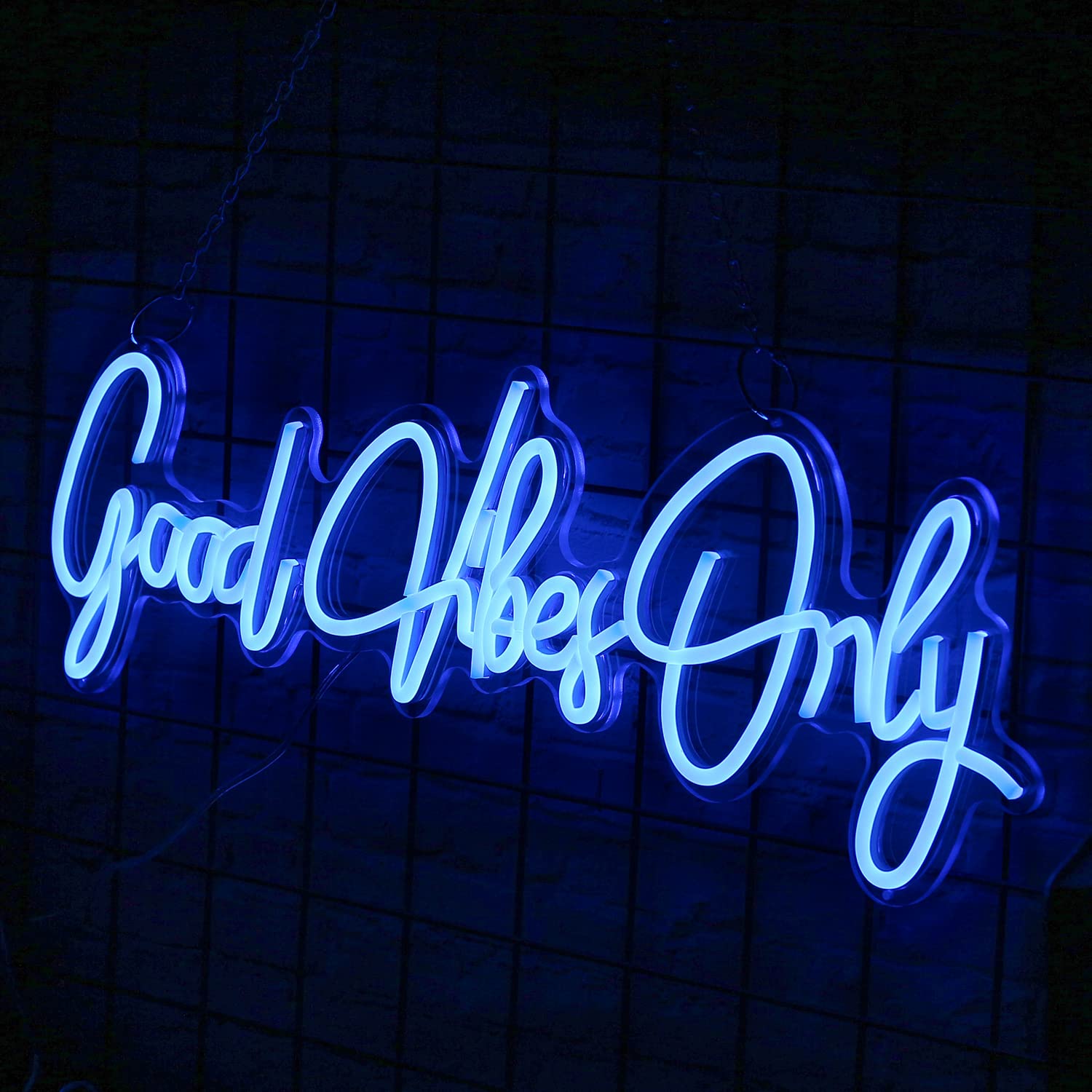 Good Vibes Only Neon Sign - Blue LED Wall Art Light for Home, Bar, Pub, Club & Party Decor | Unique Christmas Gift & Apartment Decorations | Perfect for Rave, Bedroom, Office & Wedding Events