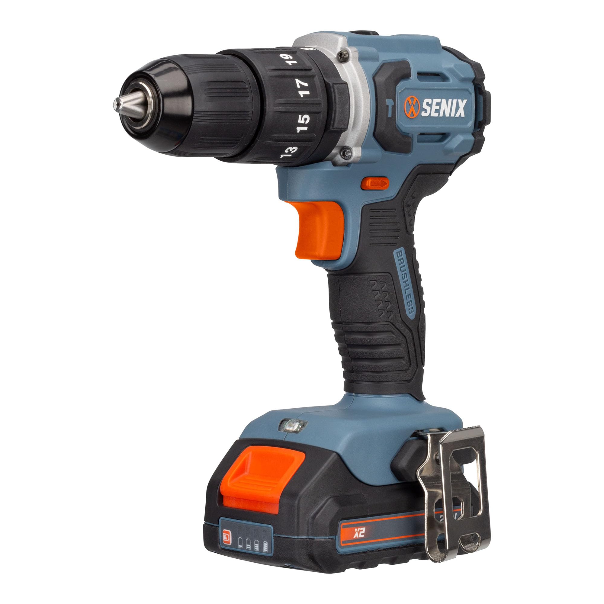 SENIX X2 20V Max Cordless 1/2-Inch Hammer Drill Driver Kit with Brushless Motor, 2.0Ah Battery & Charger - Perfect for DIY Projects, Home Repairs, and Professional Construction Work (PDHX2-M2)