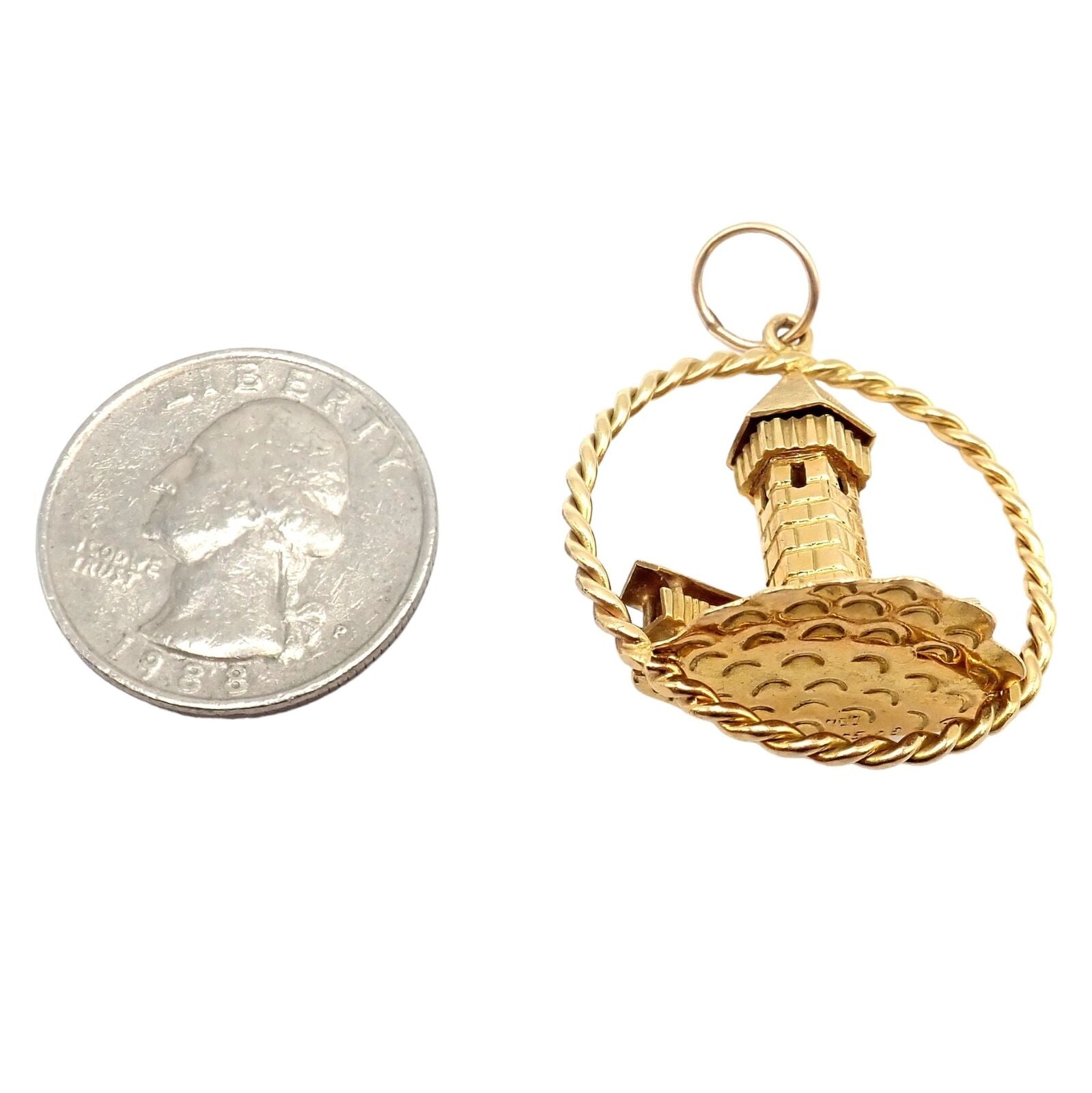 Vintage Gubelin 18k Yellow Gold Tower Charm Pendant - Rare Collectible Jewelry for Necklace Layering & Gift Giving