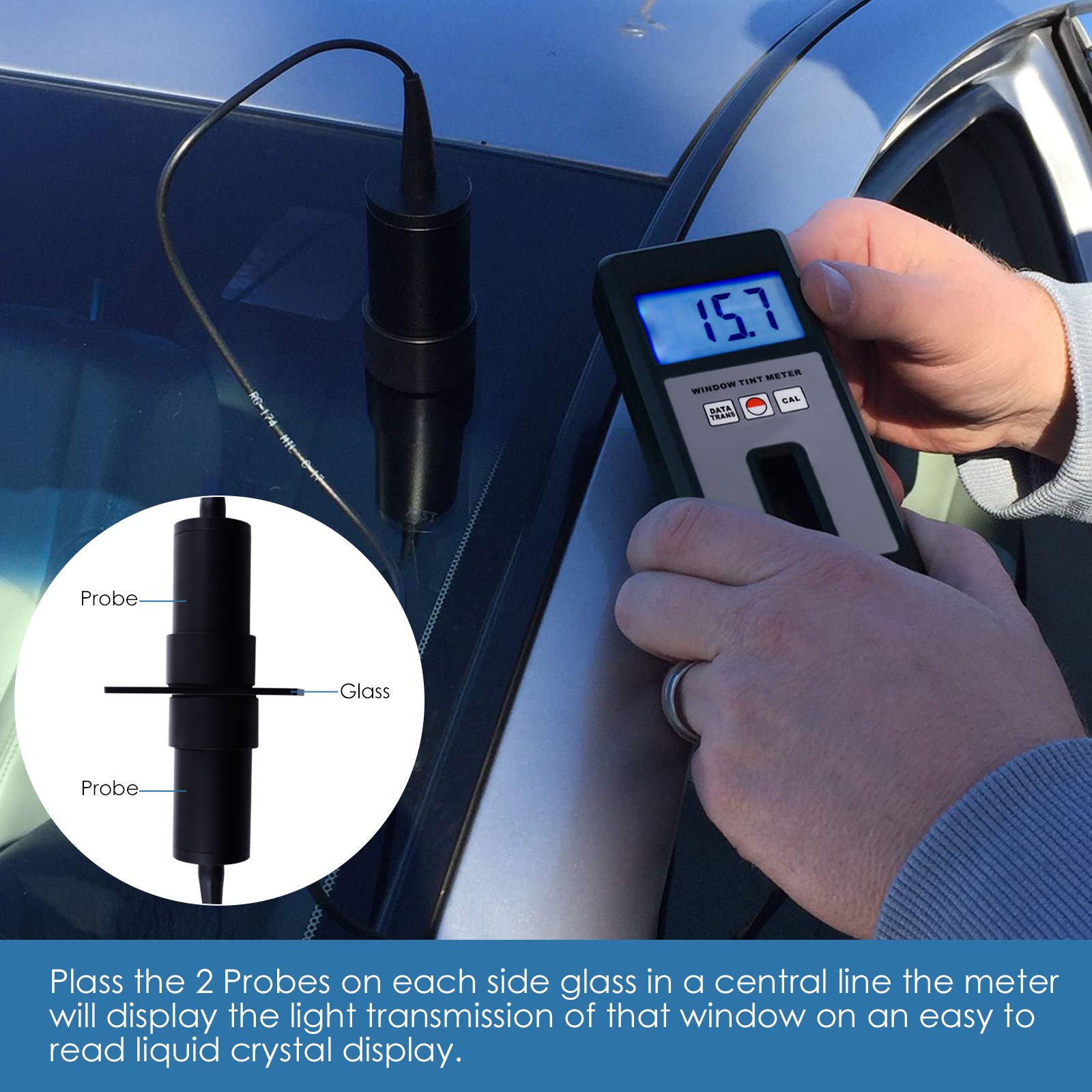 Professional Window Tint Meter 0-100% VLT Tester - Digital Car Film Transmission Gauge for Measuring Auto Tint, Windshield & Glass (Perfect for Auto Shops, DIY Car Enthusiasts & Window Film Installers)