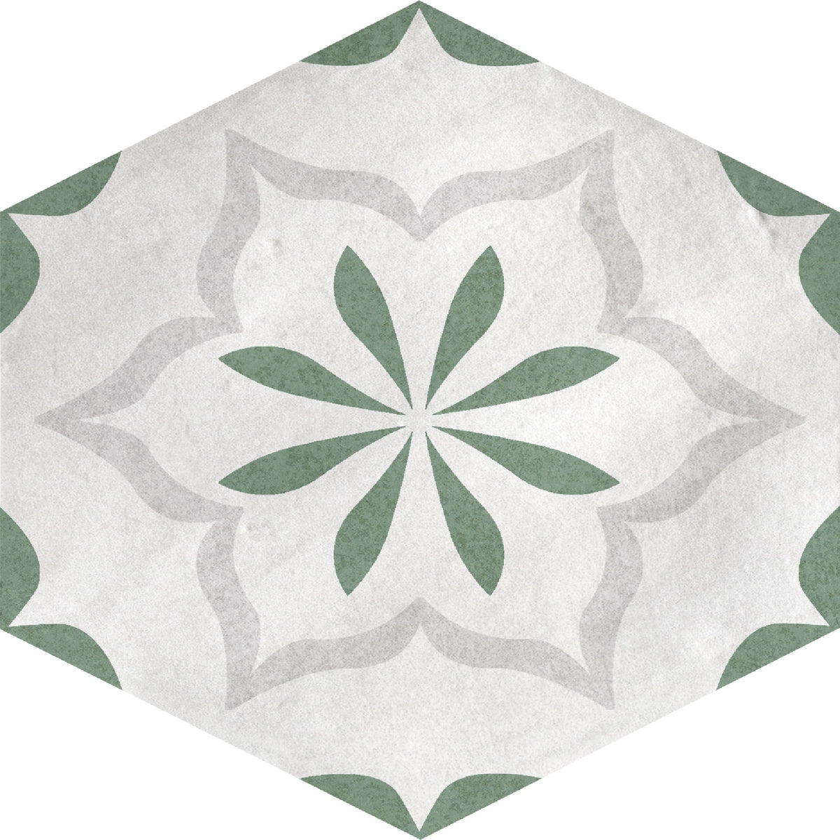Premium Porcelain Hexagonal Floor Tiles - Fez Collection in Jade Green | Modern Geometric Tile for Bathroom, Kitchen Backsplash & Living Room Flooring