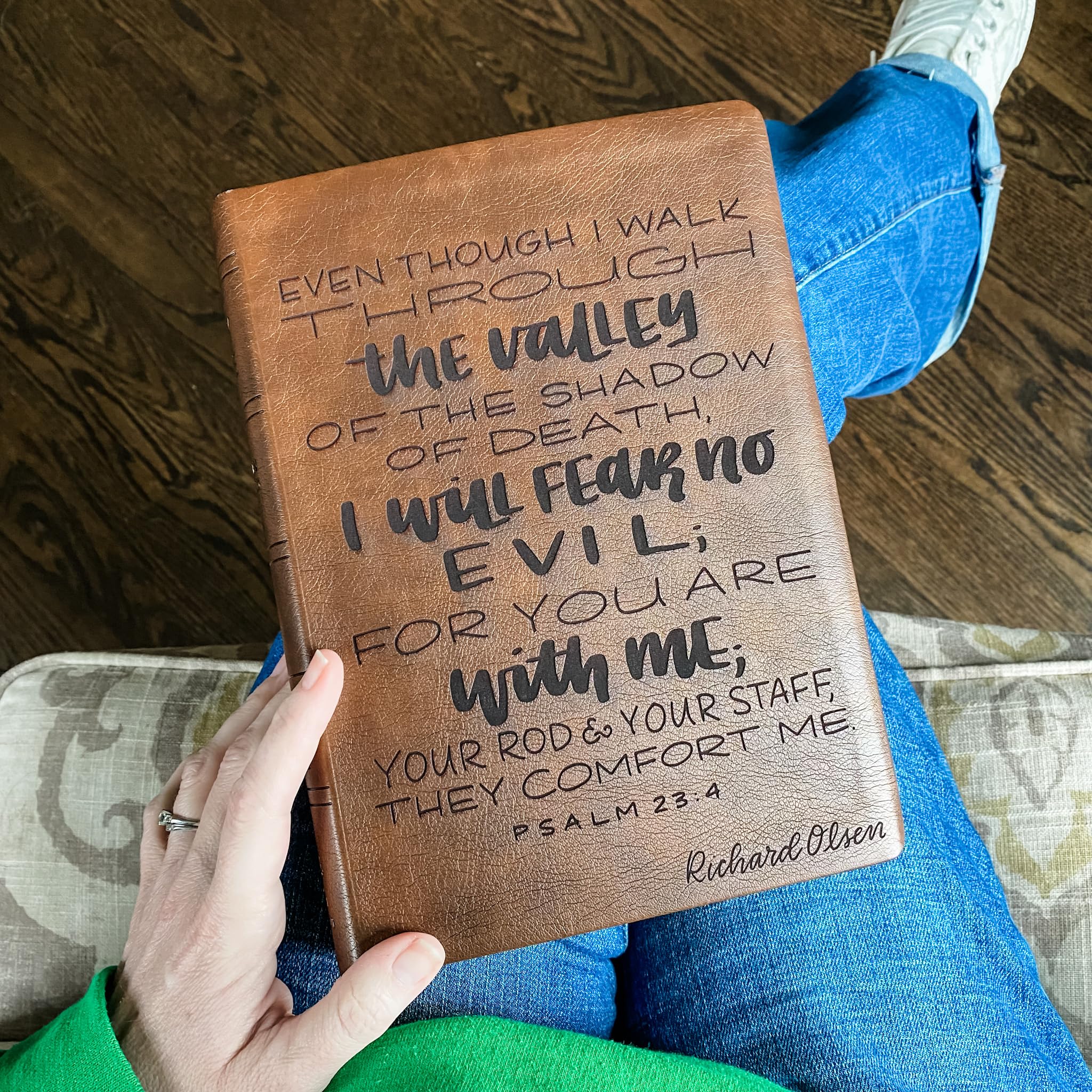 NASB 2020 Large Print Bible - Hand Lettered & Laser Engraved Reference Bible with Brown Faux Leather Cover | Personalized Name Engraving Available | Perfect for Church, Bible Study & Gift Giving