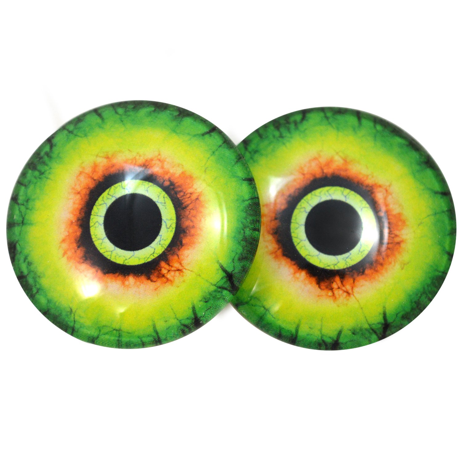 40mm Large Green Monster Glass Eyes Cabochons for Fantasy Dolls, Taxidermy, Sculptures & Jewelry Making - Perfect for Halloween Decor, Cosplay Props and DIY Craft Projects