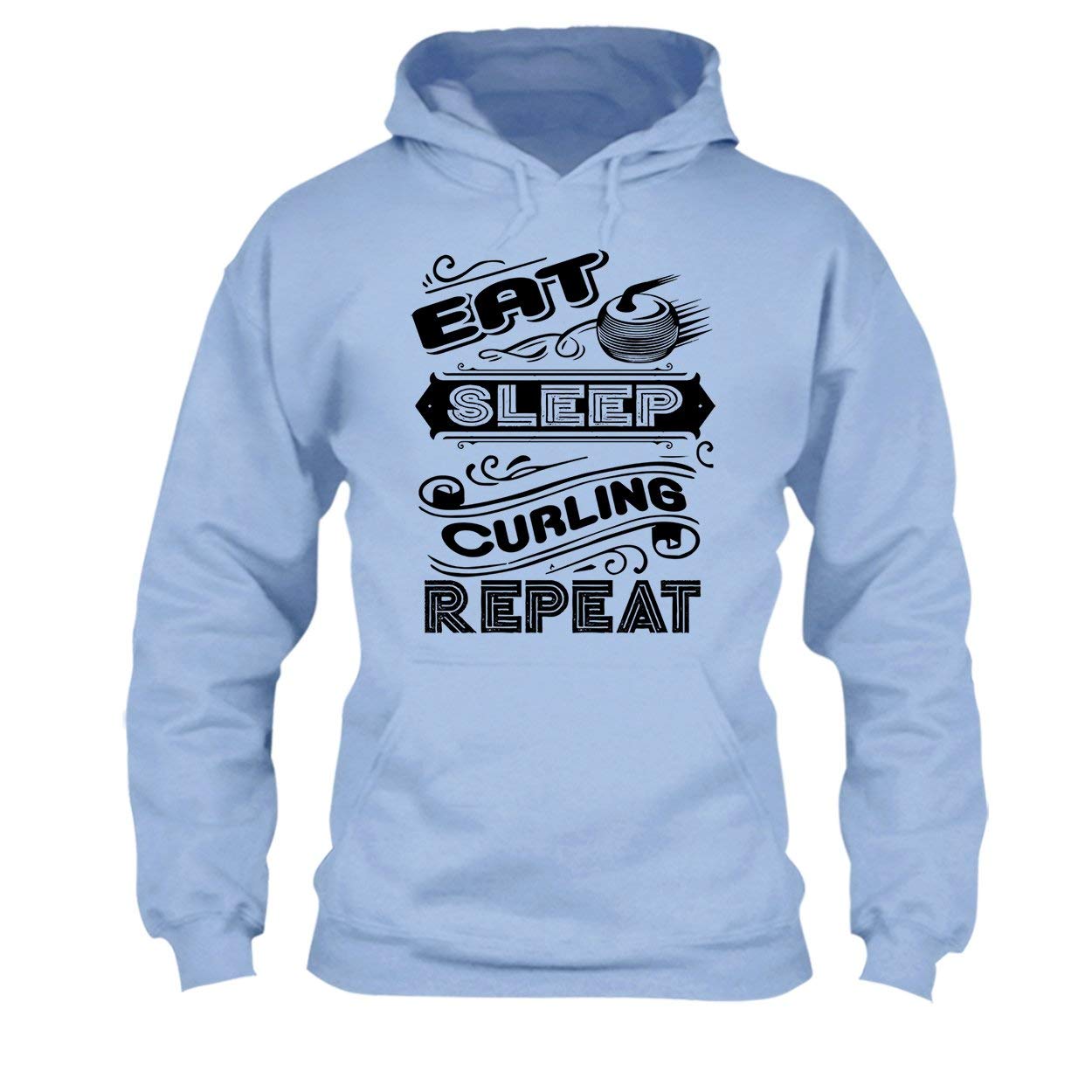Eat Sleep Curling Repeat T-Shirt - Comfortable Long Sleeve Cotton Tee for Curling Fans & Athletes - Perfect for Winter Sports, Gym Training, and Casual Wear