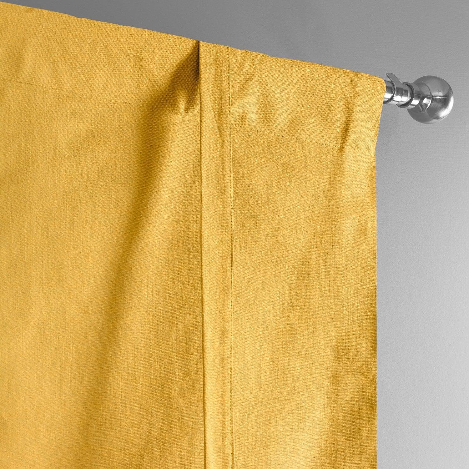 Ochre Dune Textured Solid Cotton Blackout Window Shade - Room Darkening Tie-Up Curtain for Bedroom, Living Room & Nursery