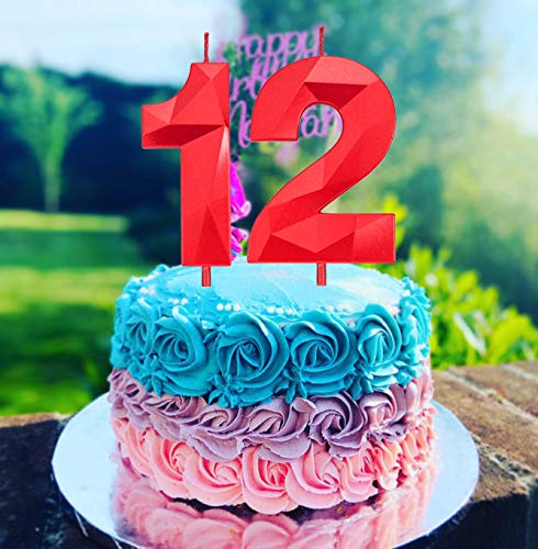2.75 Inch Tall 3D Diamond Shaped Bright Red Number 1 Candle - Premium Birthday Cake Topper for Adults & Kids Parties, Family Baking Celebrations - Perfect for Birthday Cakes, Cupcakes, and Dessert Decorations
